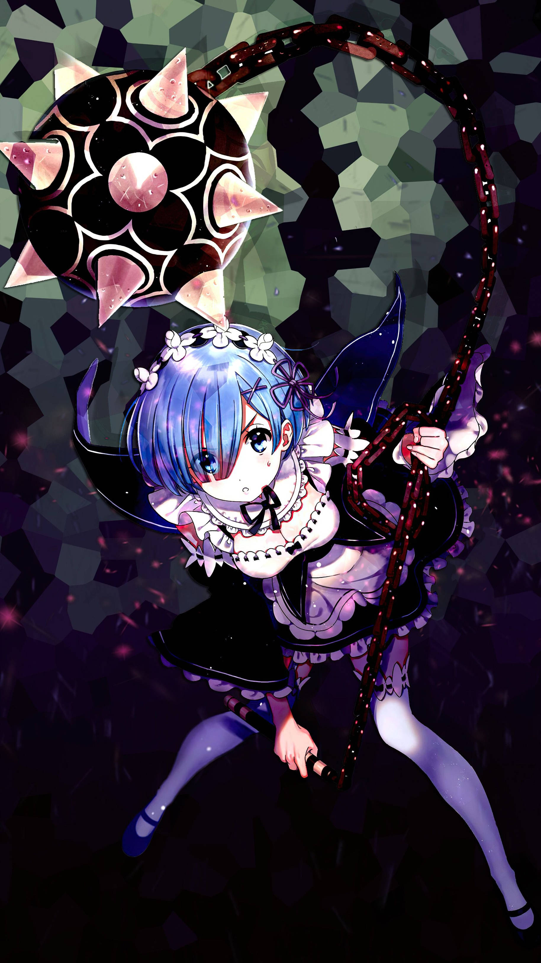 Picha 4K ya Anime iPhone Re:Zero Rem Picha ya Ukuta