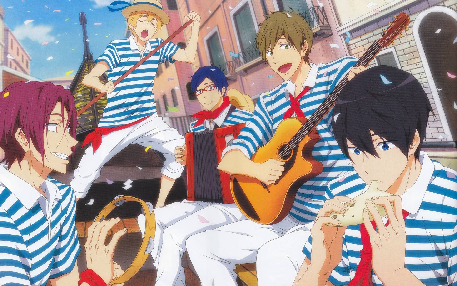 Picha Bure za Wahusika wa Anime Wakiwa na Vyombo vya Muziki Picha ya Ukuta