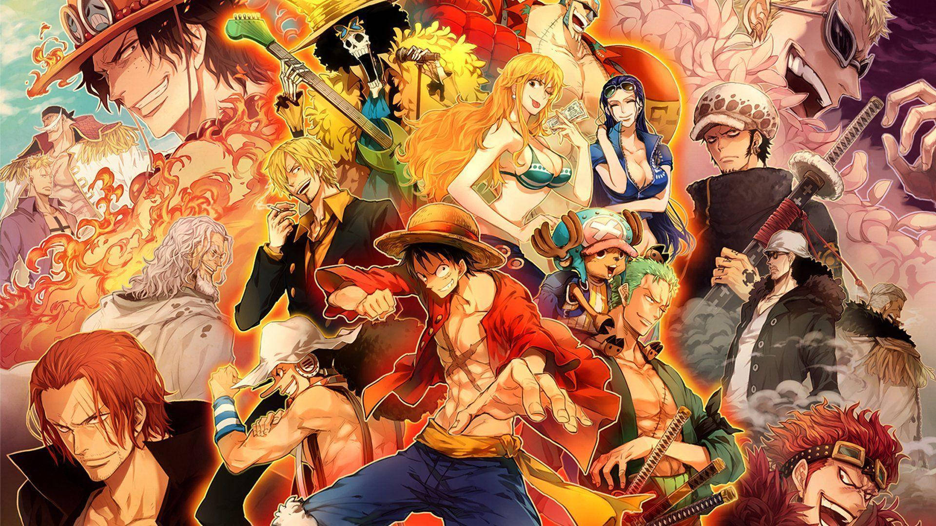 Picha Hai ya Wahusika Wengi wa One Piece Picha ya Ukuta