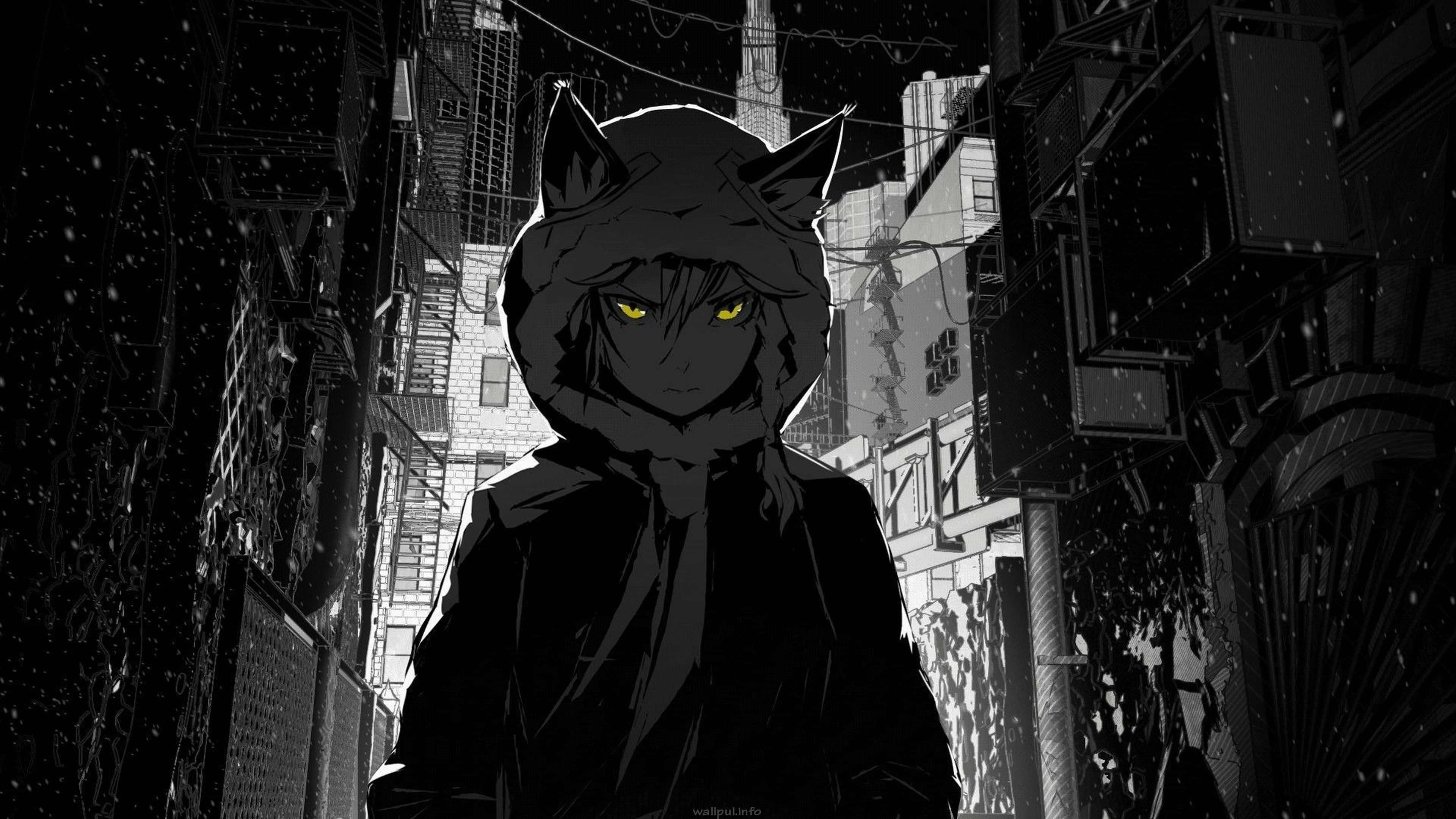 Picha Mandhari ya 4K ya Anime ya Msichana Mdogo na Miduara Iliyozingatia Picha ya Ukuta