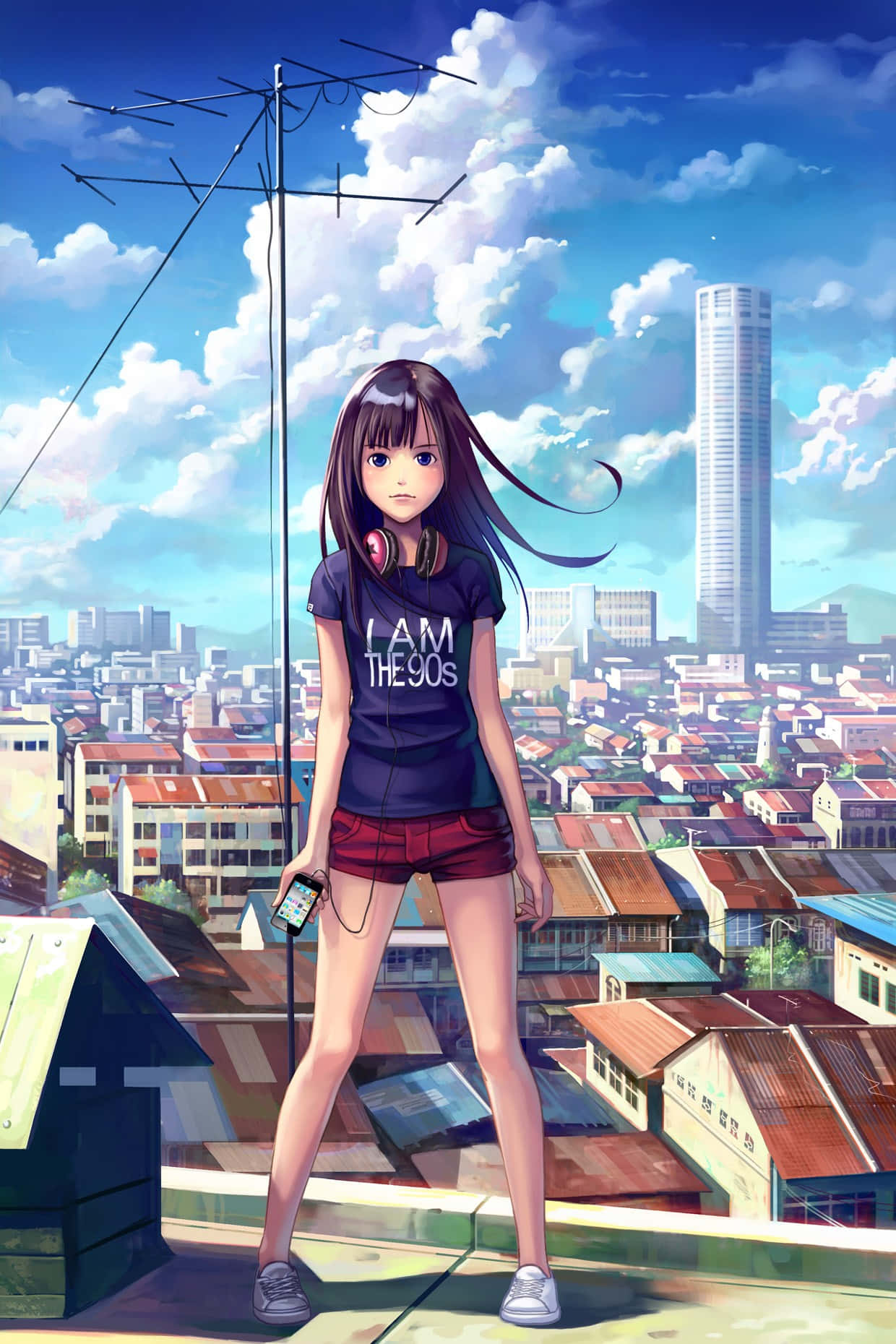 Picha Mji wa Anime Wenye Uchafu Picha ya Ukuta