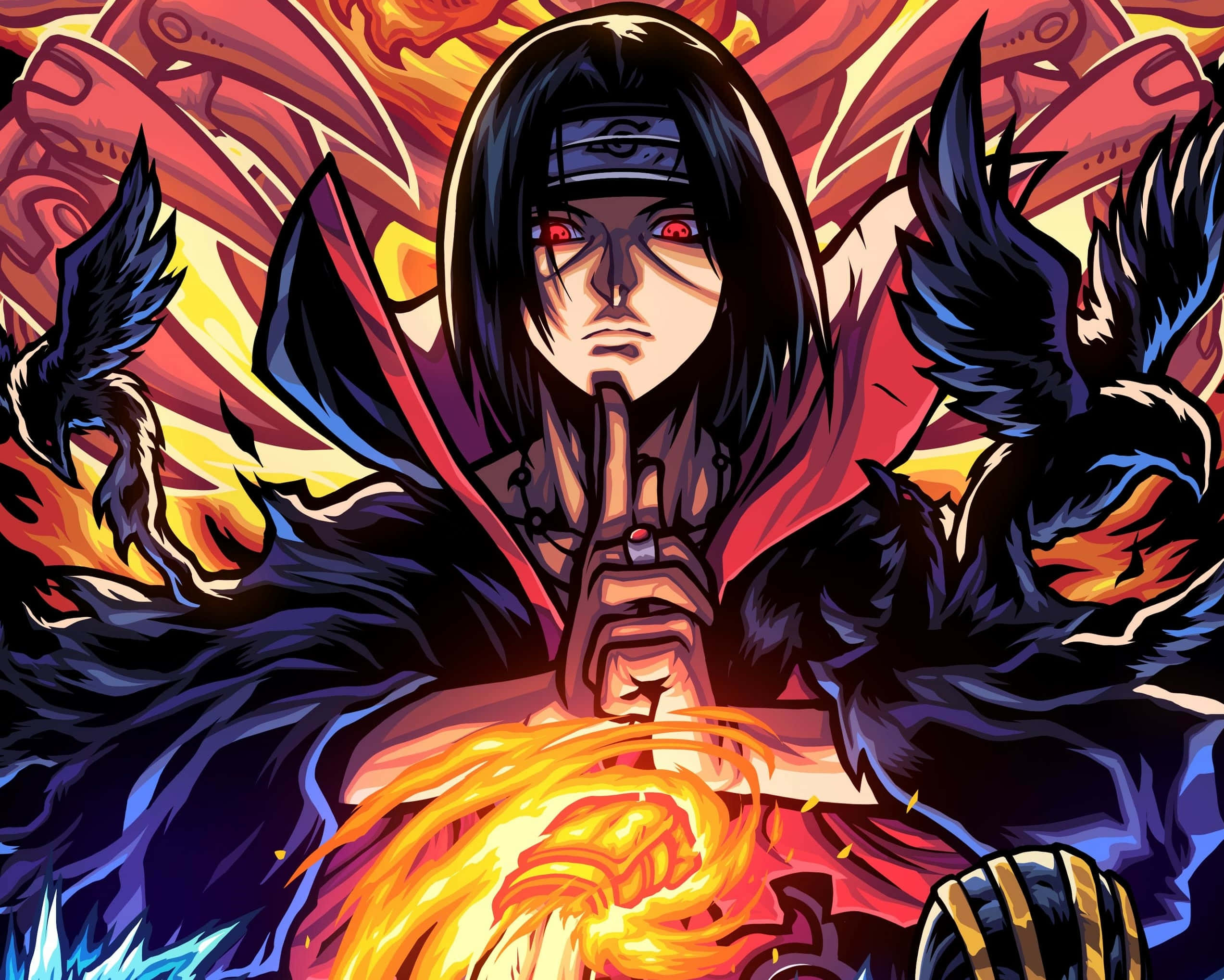 Picha Moto ya Itachi na Kunguru Picha ya Ukuta