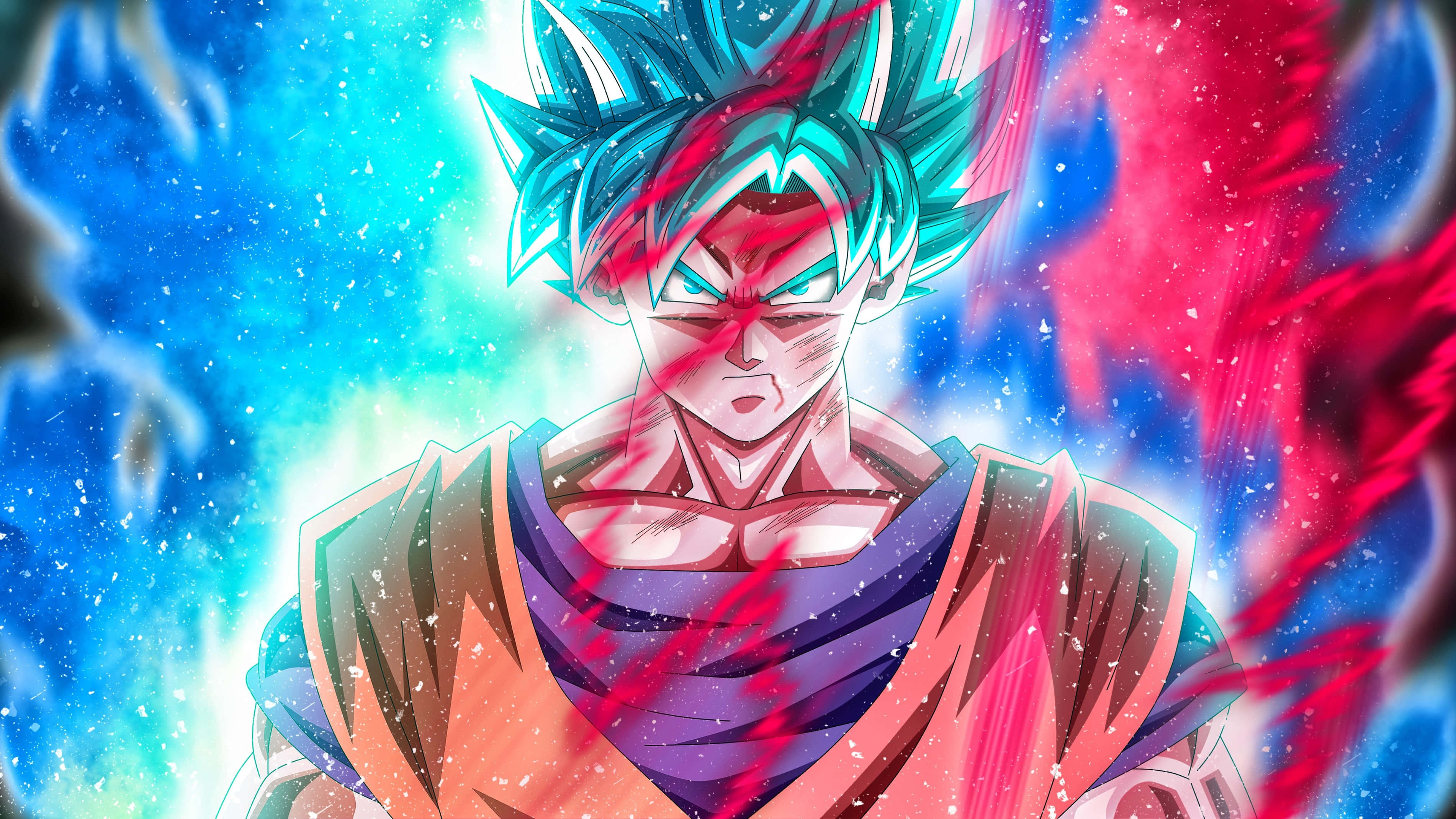 Picha Nyekundu na Bluu ya Dragon Ball Super Picha ya Ukuta