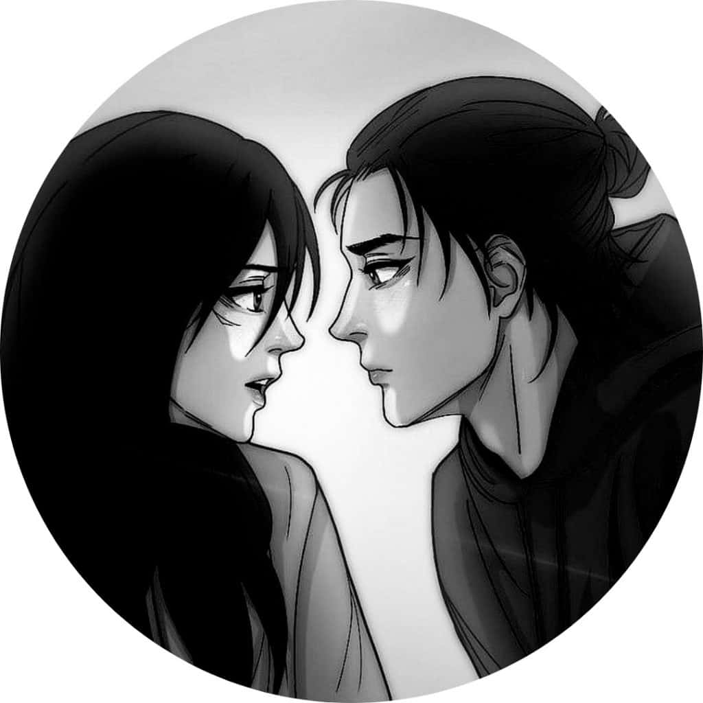 Picha Nyeusi ya Anime Mikasa na Eren Picha ya Ukuta