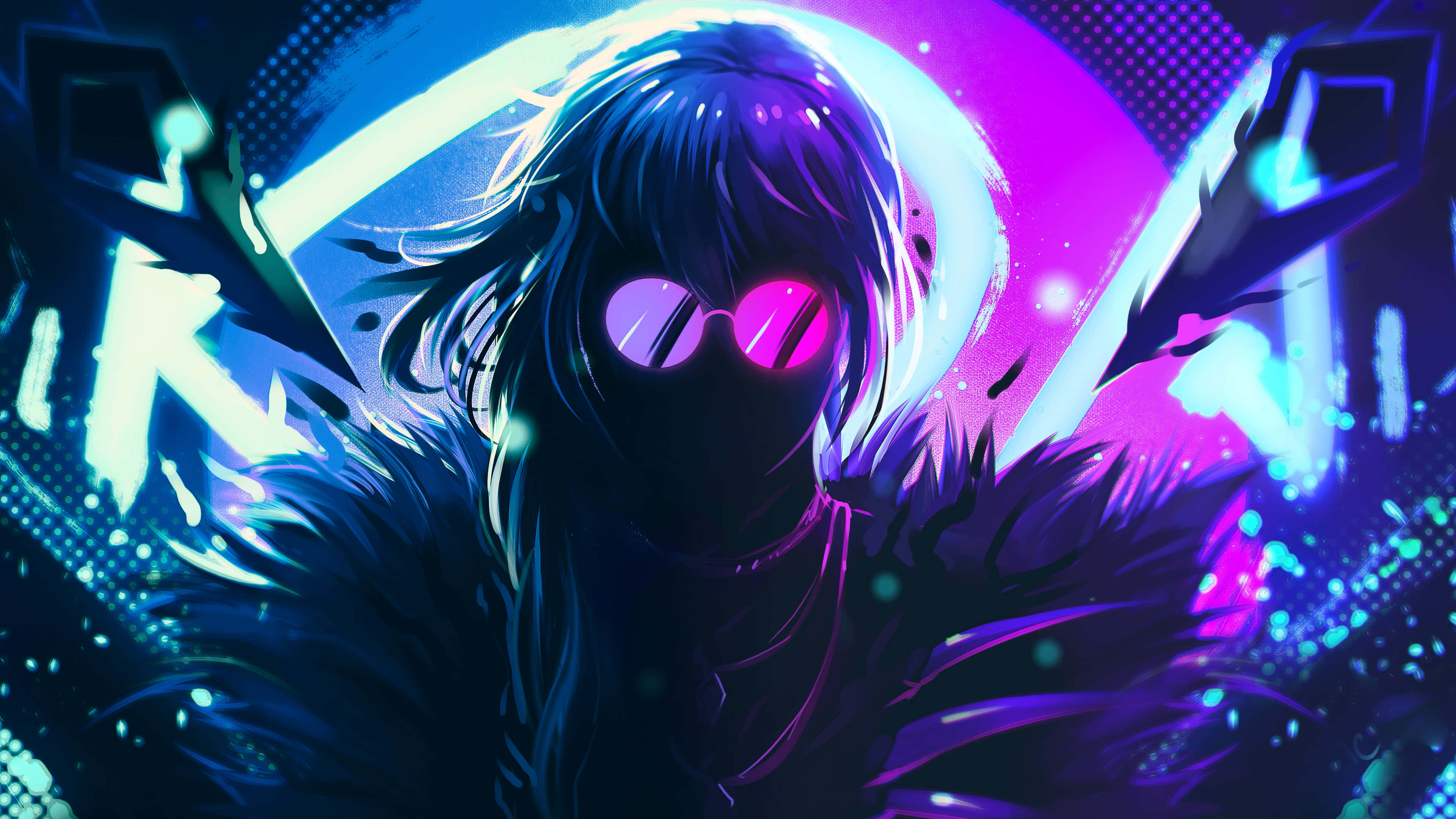 Picha Nzuri ya Evelynn wa Neon Bluu na Zambarau kutoka League of Legends Picha ya Ukuta