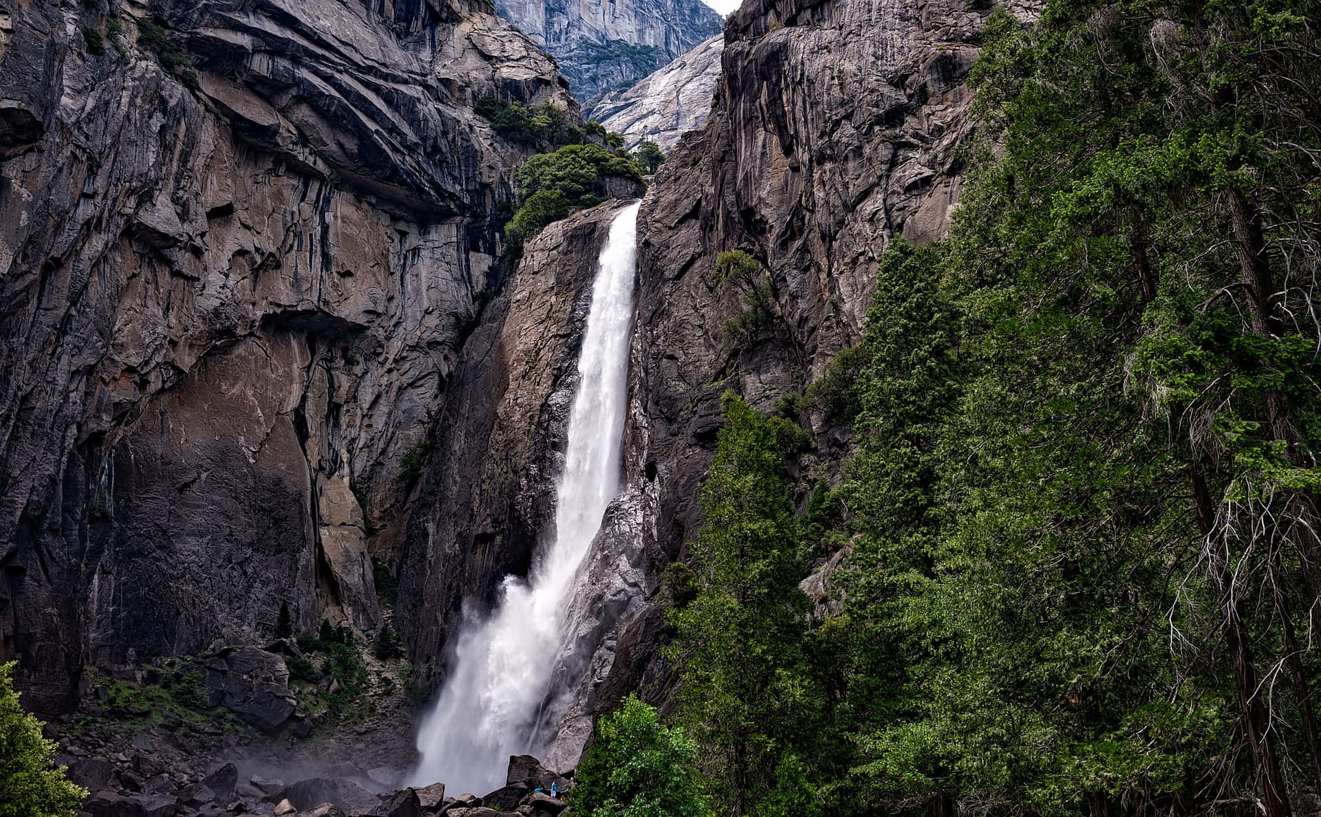 Picha Nzuri ya Maporomoko ya Yosemite Msituni Picha ya Ukuta