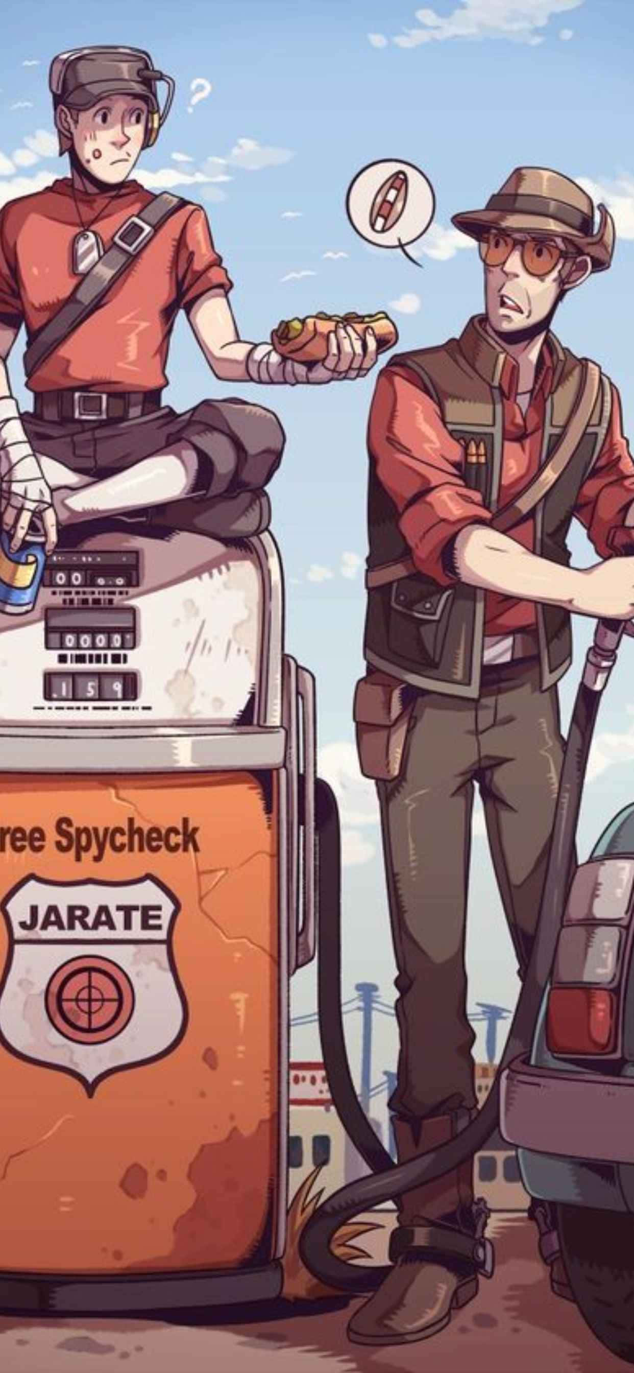 Picha ya Animated Scout And Sniper iPhone Xs Max Team Fortress 2 Picha ya Ukuta
