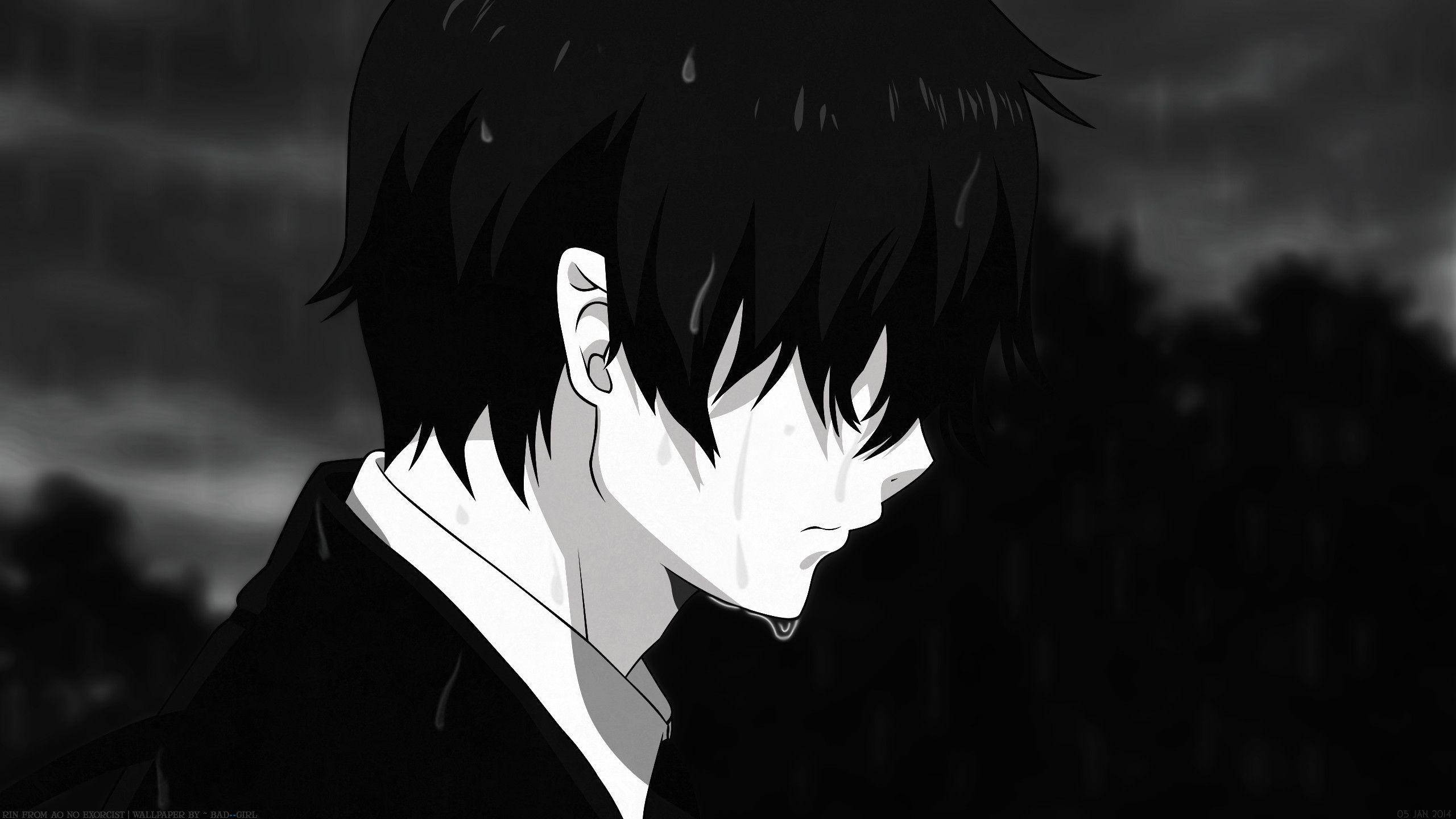Picha ya Anime Mrembo Nyeusi na Nyeupe Emo Picha ya Ukuta