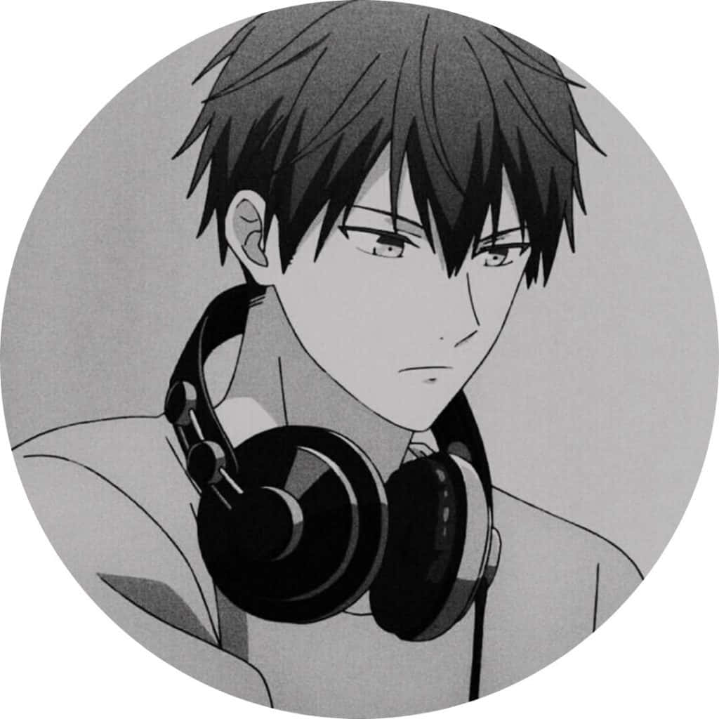 Picha ya Anime Nyeusi yenye Vipokea sauti Picha ya Ukuta