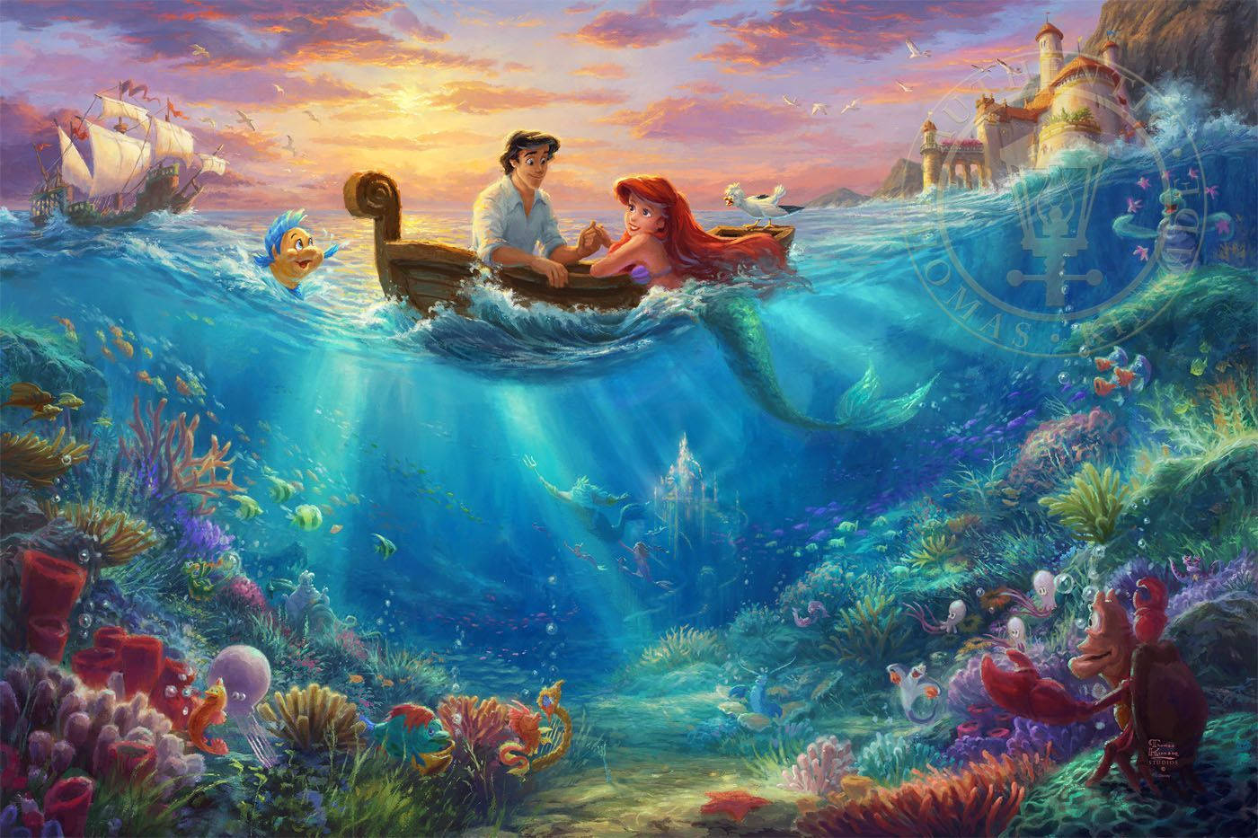 Picha ya Ariel na Eric Pixel Disney Laptop Picha ya Ukuta
