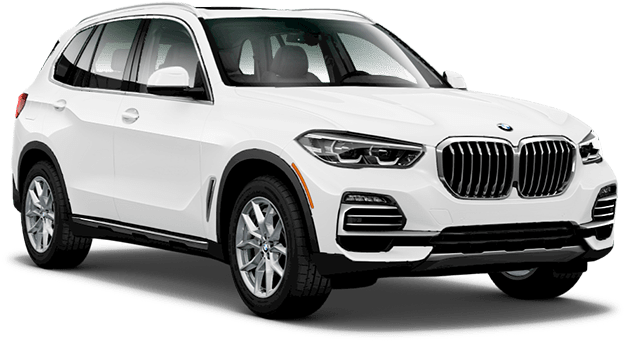 Picha ya BMW X5 SUV nyeupe kutoka upande Picha ya Ukuta