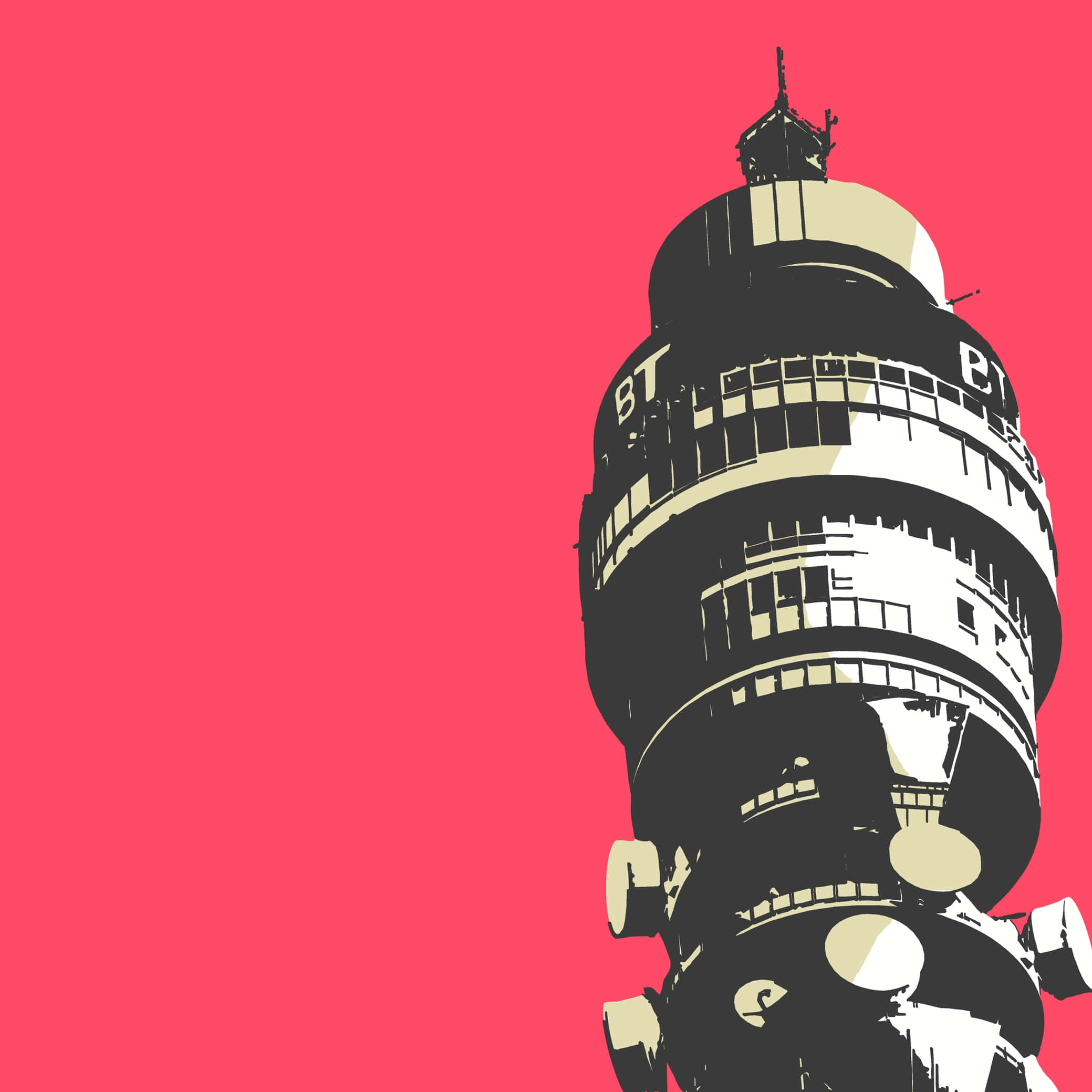 Picha ya BT Tower yenye Rangi Nyekundu Picha ya Ukuta