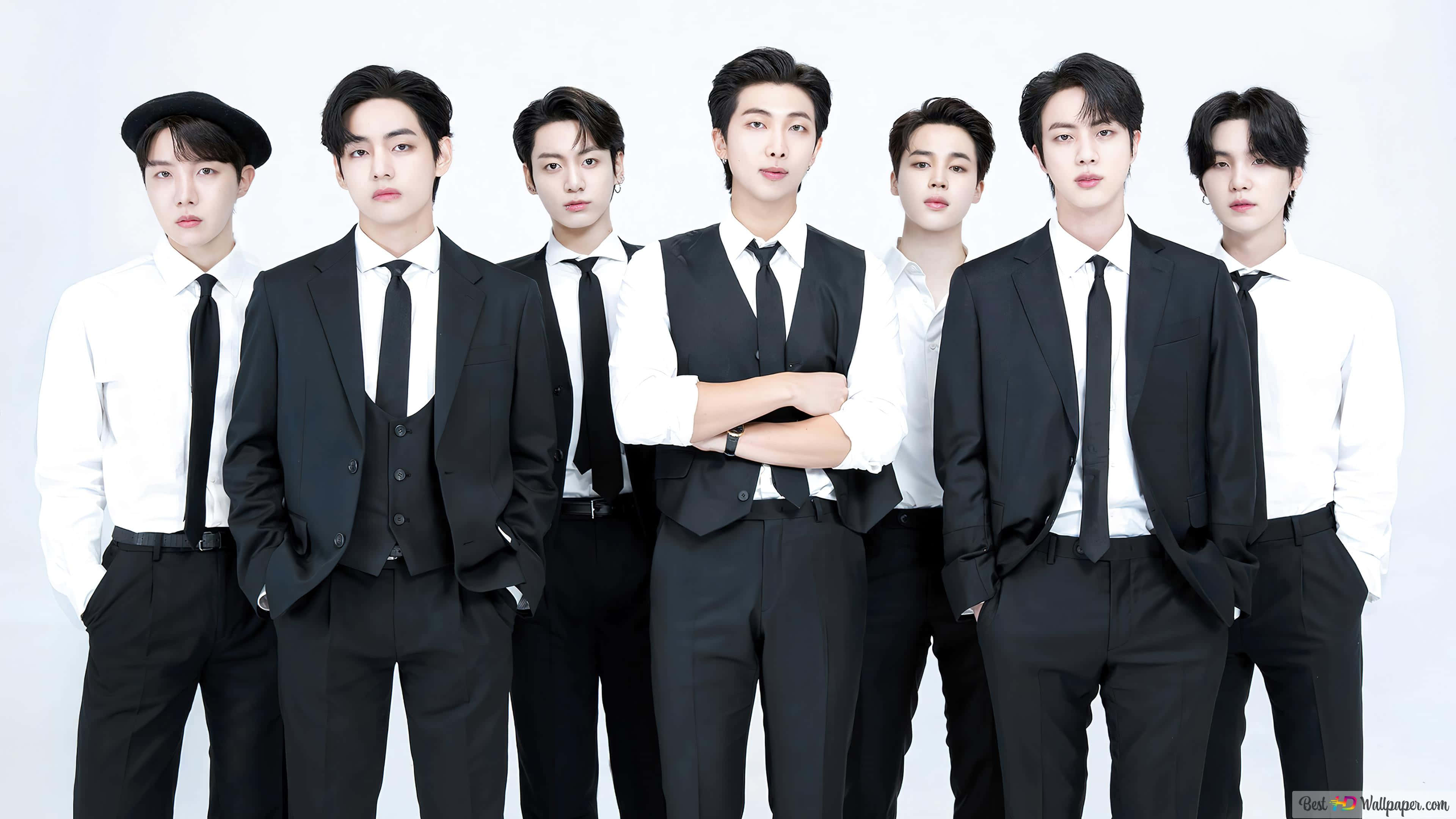 Picha ya BTS Nyeusi na Nyeupe Rasmi Picha ya Ukuta