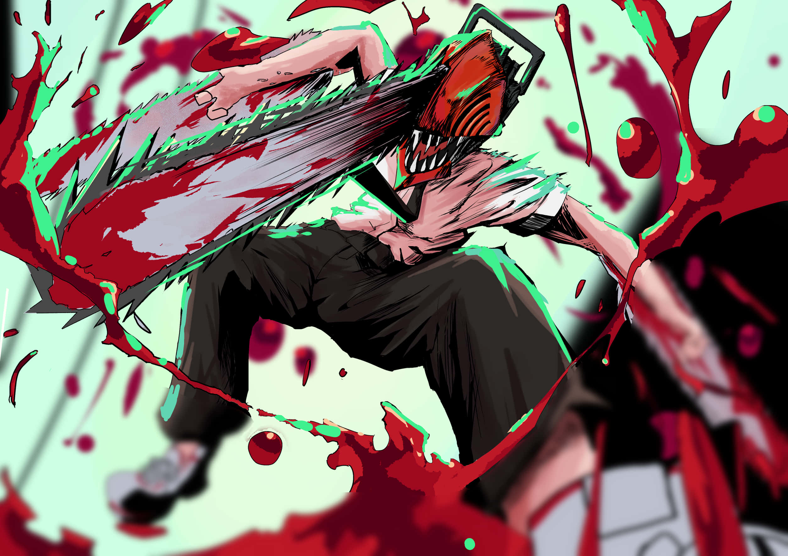 Picha ya Chainsaw Man yenye Damu Picha ya Ukuta