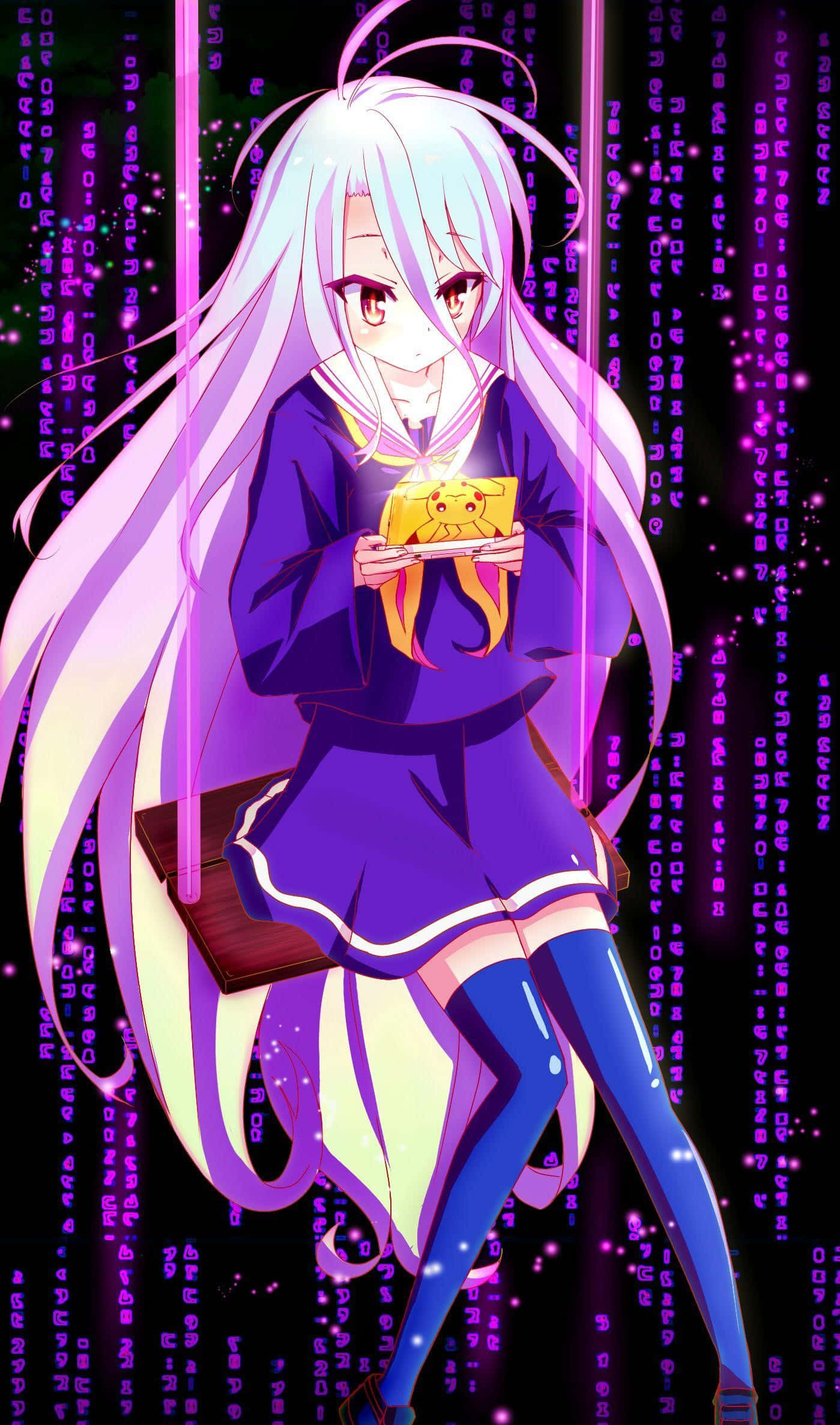 Picha ya dada wawili wa kambo wanaoshindania ukuu katika ulimwengu wa rangi wa No Game No Life Picha ya Ukuta