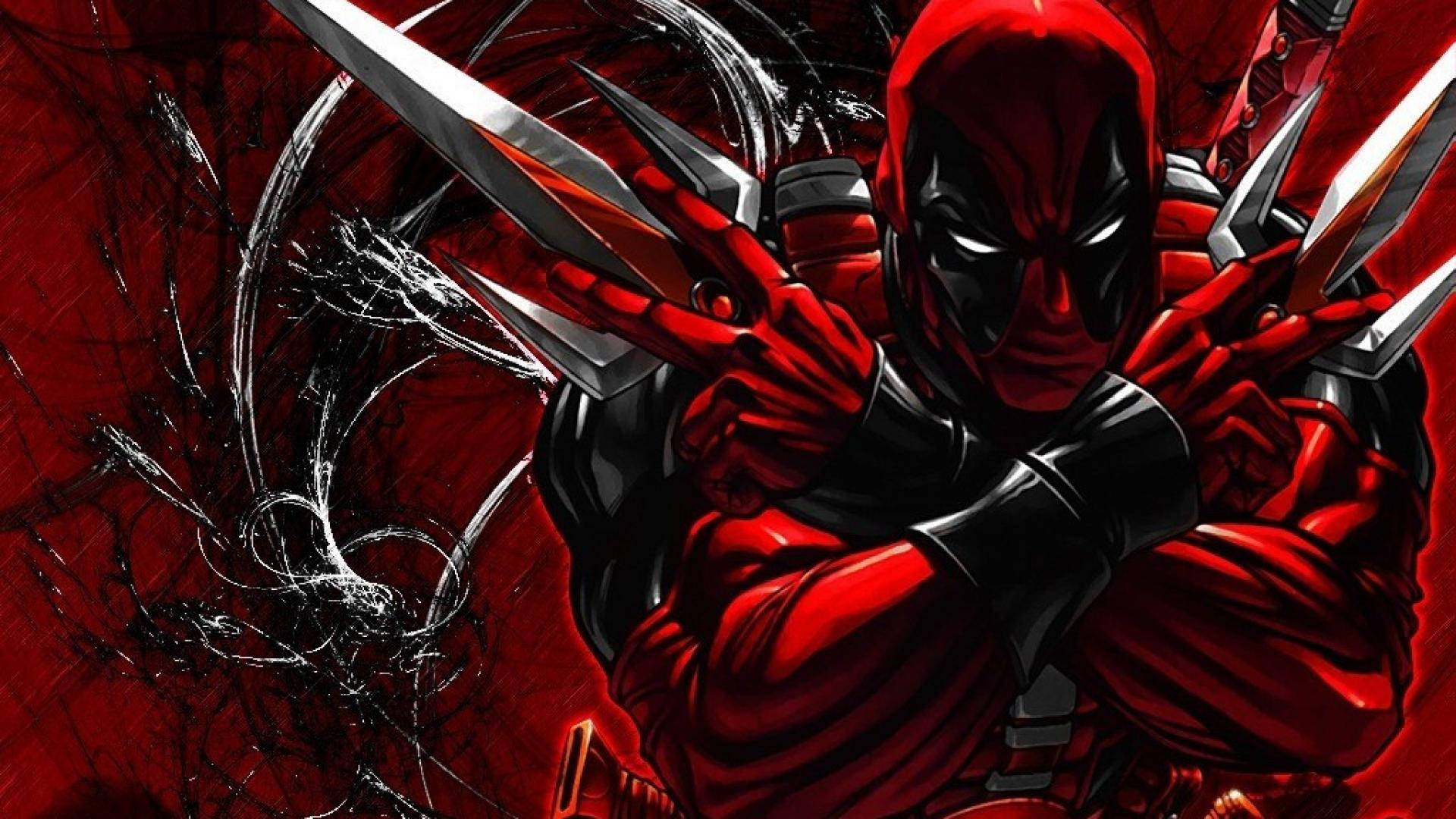 Picha ya Deadpool ya Marvel yenye Hatua Picha ya Ukuta