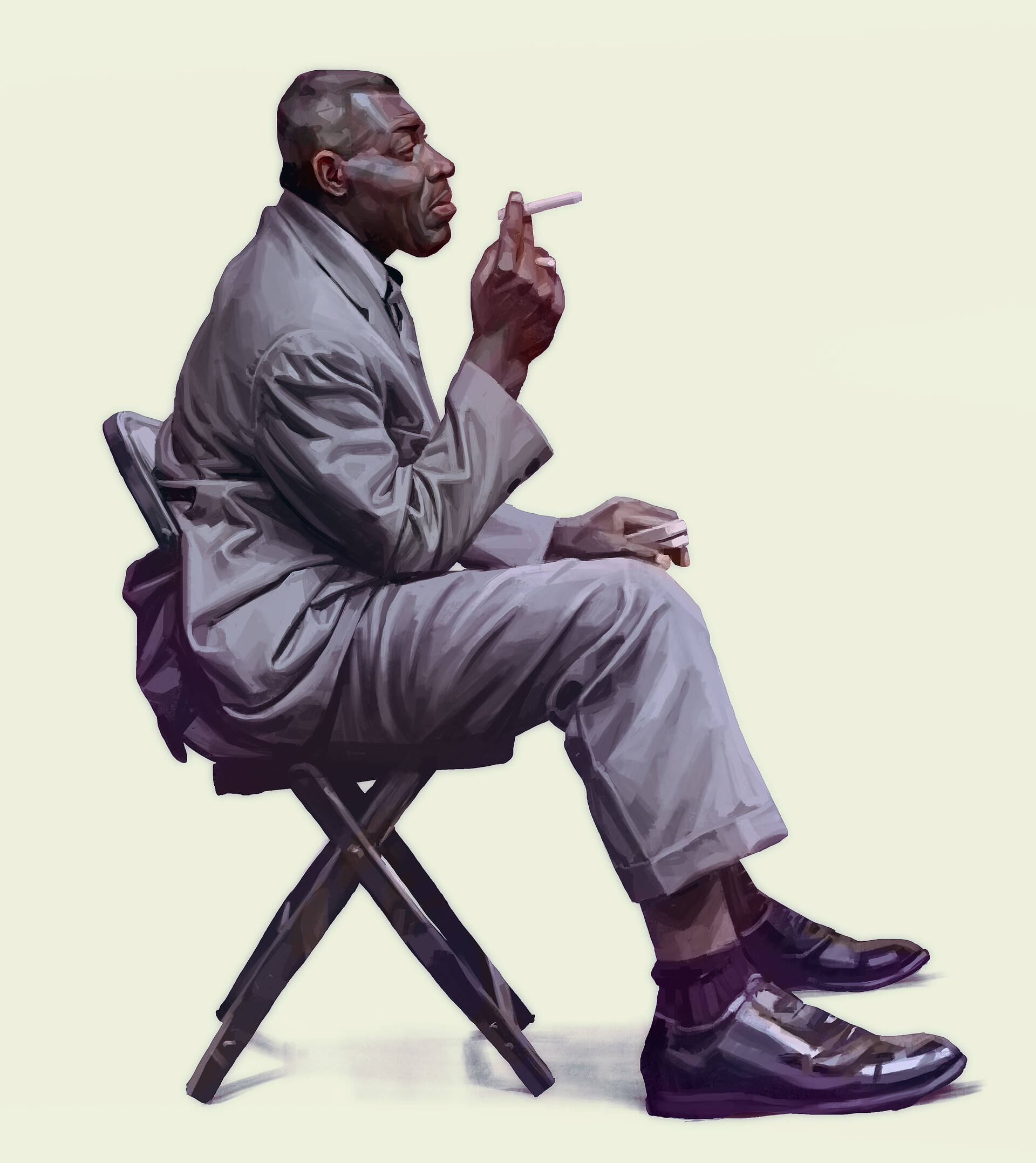 Picha ya Fan Art ya Howlin' Wolf Akivuta Sigara Picha ya Ukuta