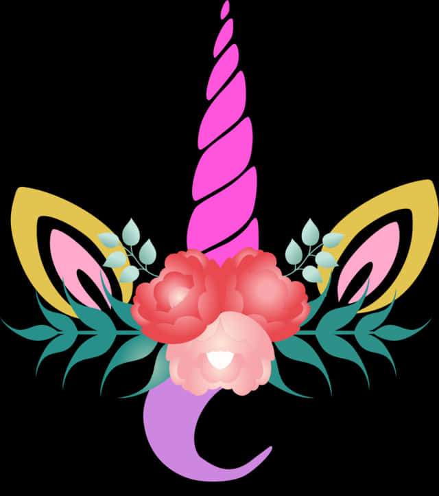 Picha ya Floral ya Unicorn Picha ya Ukuta