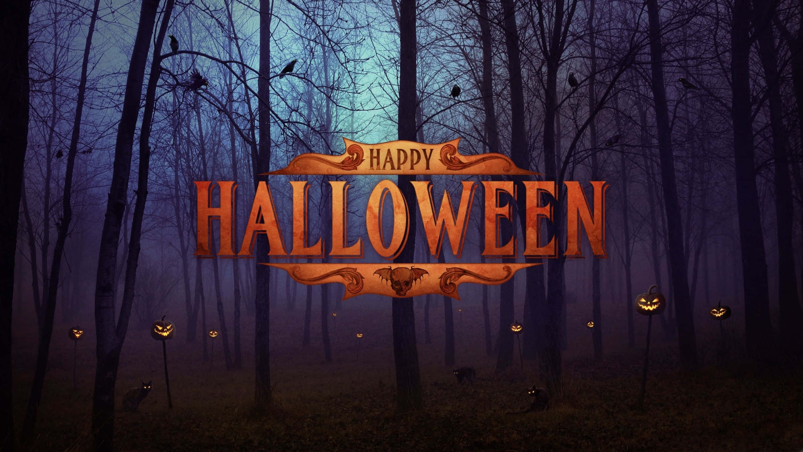 Picha ya Halloween Njema ya Msitu Mweusi Picha ya Ukuta