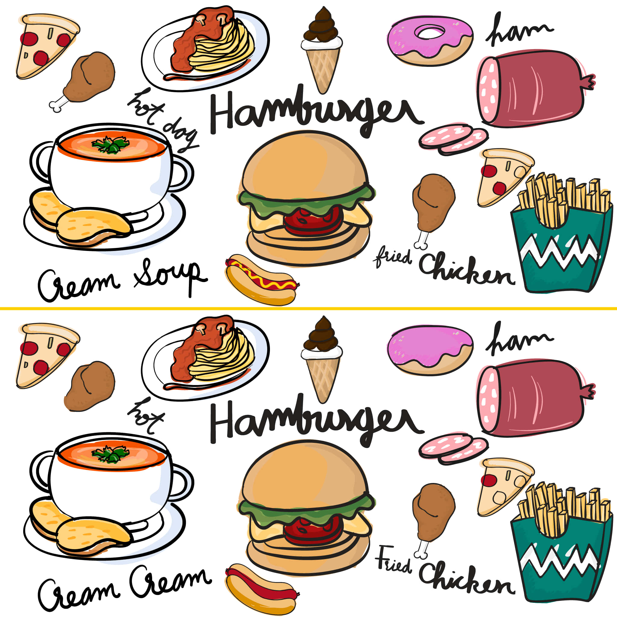 picha ya hamburger, chips, na supu Picha ya Ukuta