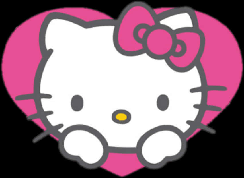 Picha ya Hello Kitty yenye Moyo wa Rangi ya Pinki Picha ya Ukuta