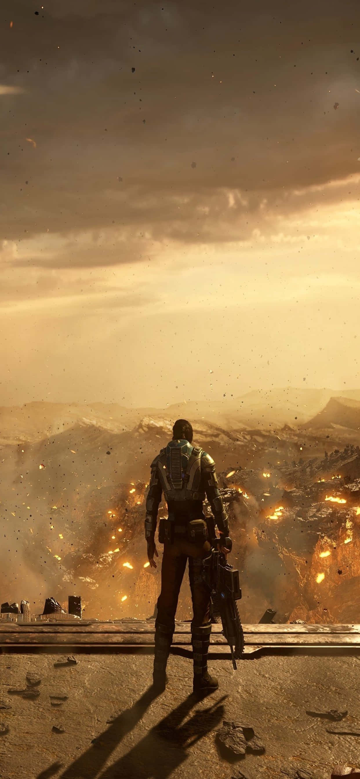 Mandhari ya iPhone XS Max Gears Of War 5 Kait Sepia Picha ya Ukuta