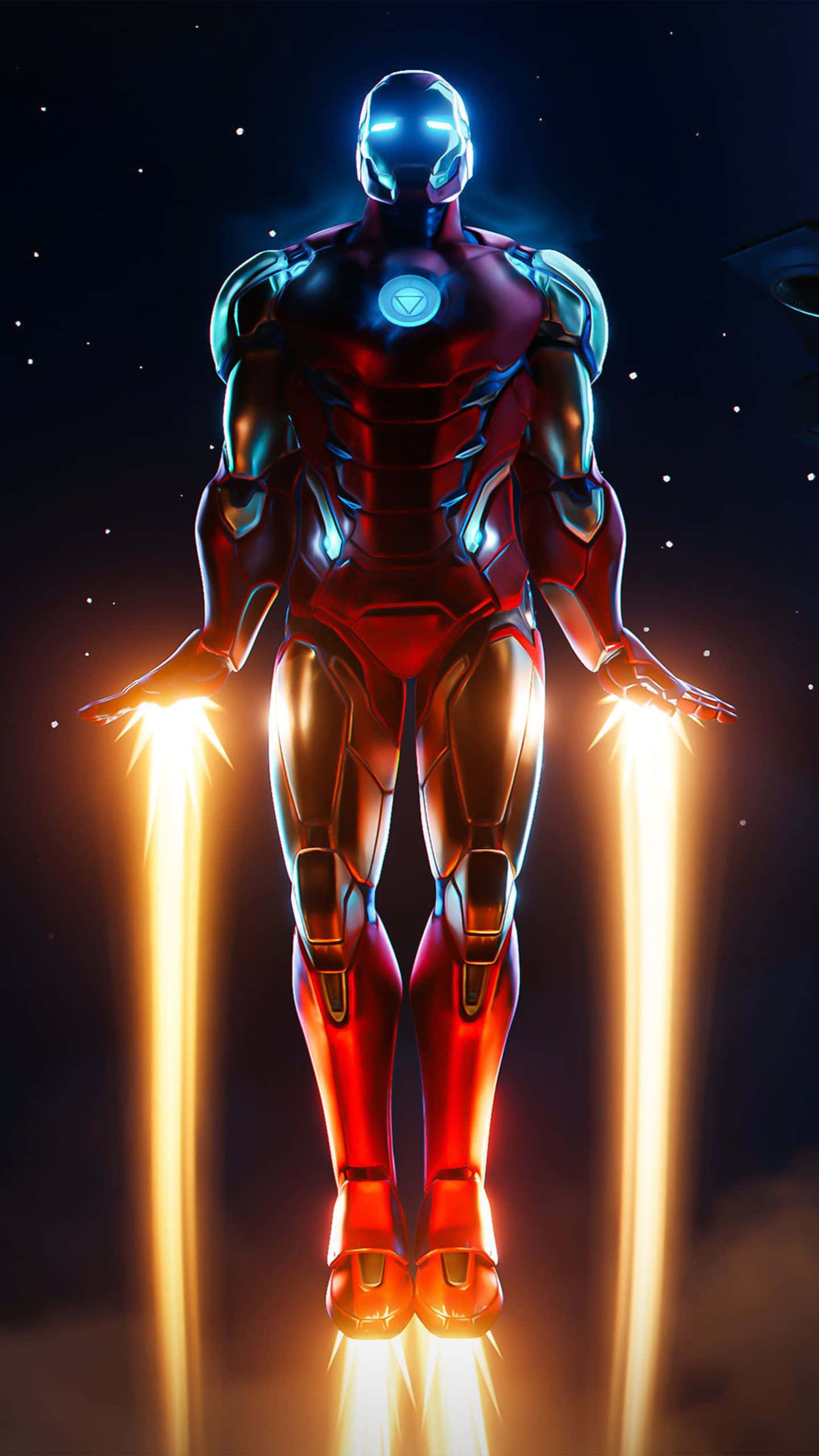 Picha ya Iron Man Akiruka Angani Miongoni mwa Nyota Picha ya Ukuta