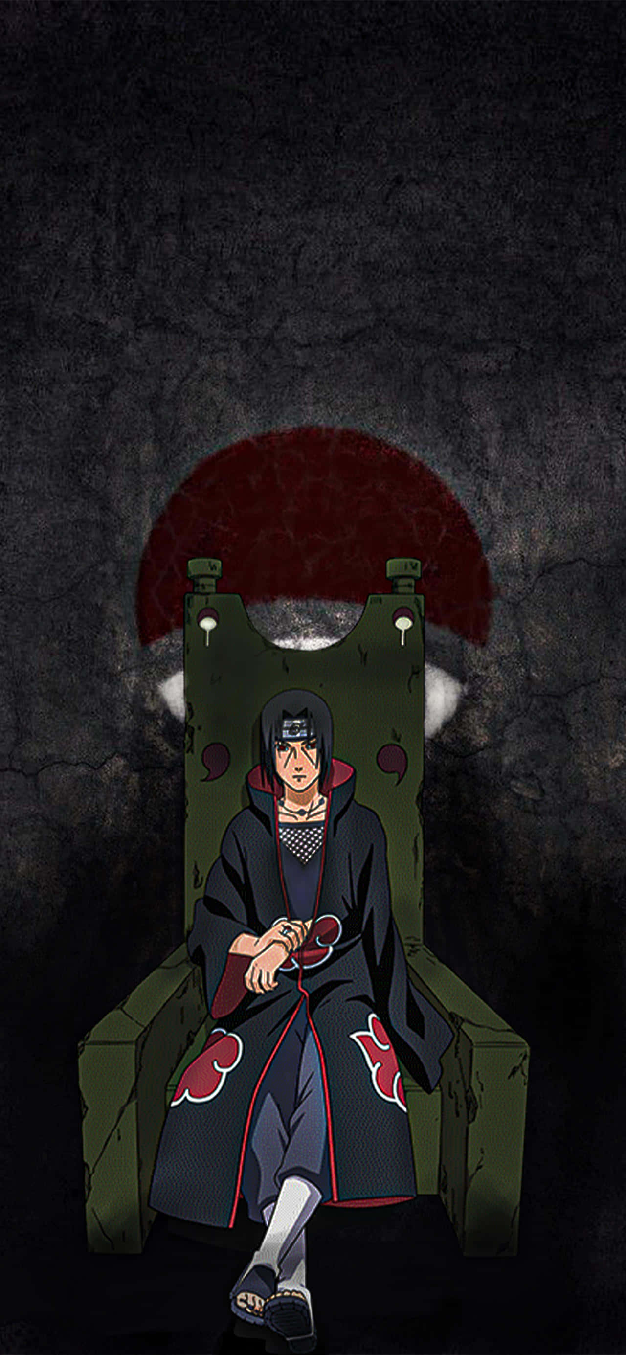 Picha ya Itachi Uchiha Akiwa Ameketi Kwenye Kiti cha Kijani Picha ya Ukuta