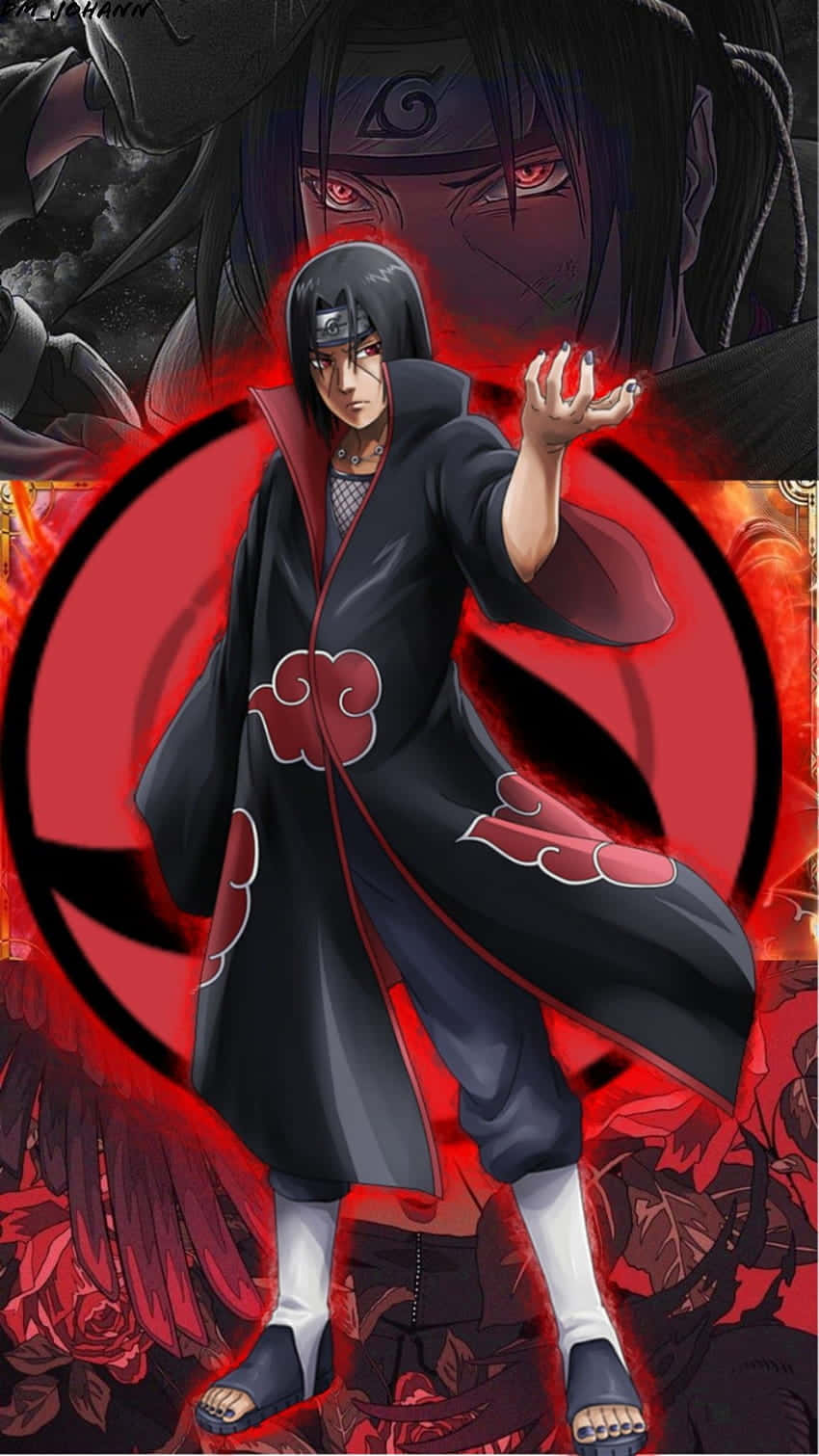 Picha ya Itachi Uchiha yenye Umbo la Duvuli Nyuma Picha ya Ukuta