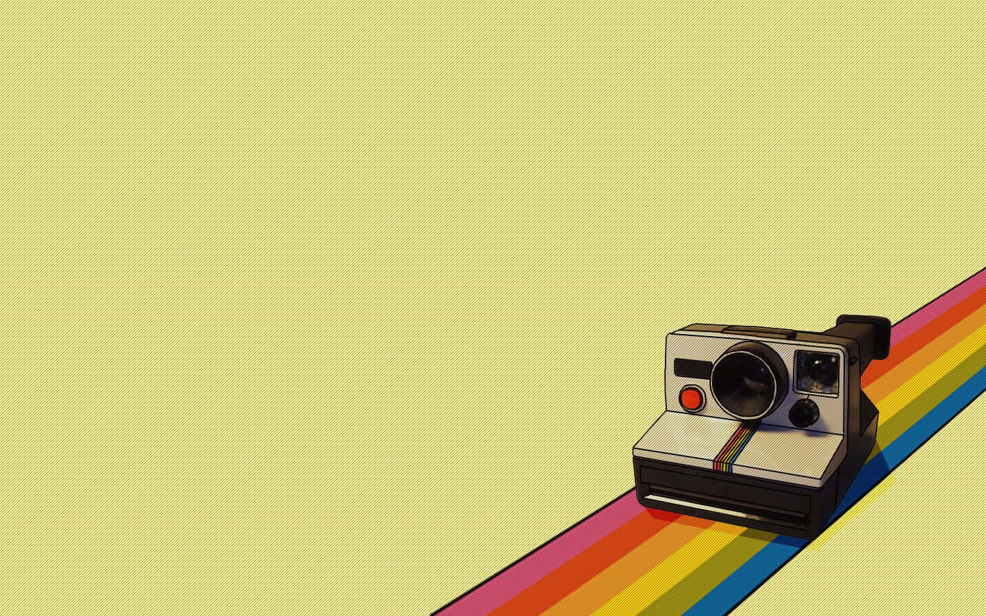 Picha ya Kamera ya Polaroid yenye Aikoni ya Upinde wa Mvua wa Rangi ya Pastel ya Njano Picha ya Ukuta