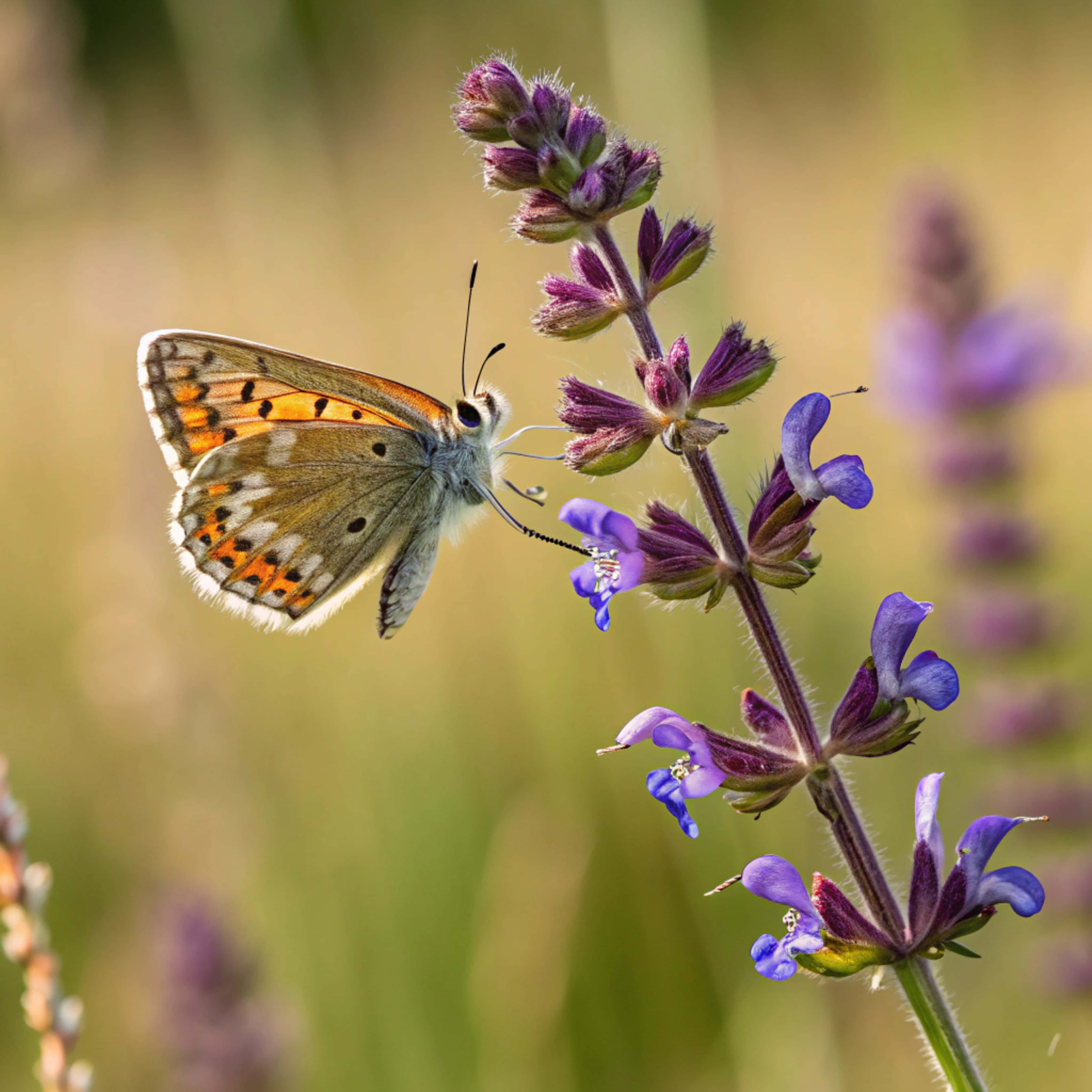 Picha ya Karibu ya Kipepeo wa Brown Argus Akiruka Picha ya Ukuta