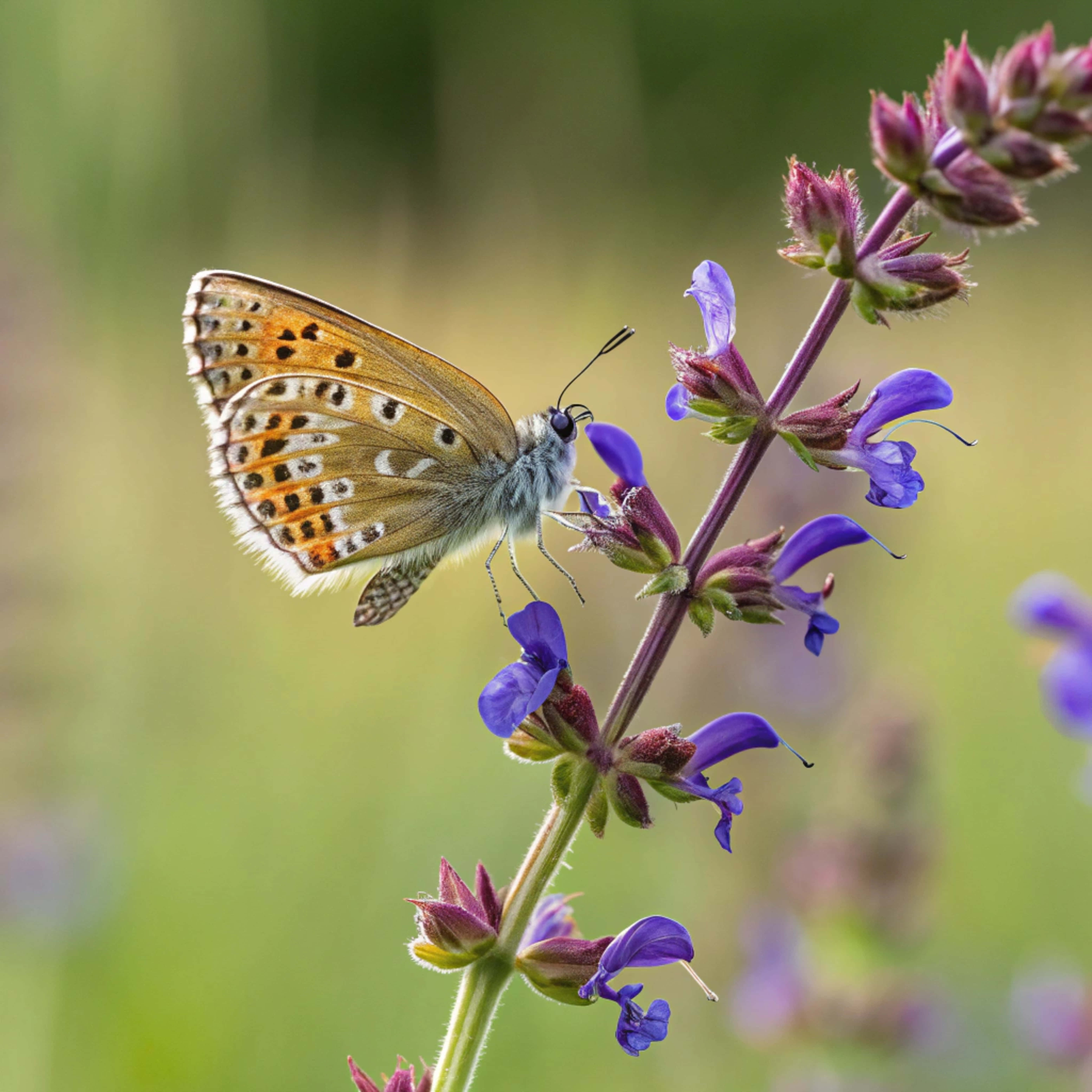Picha ya Karibu ya Kipepeo wa Brown Argus Akiruka Picha ya Ukuta