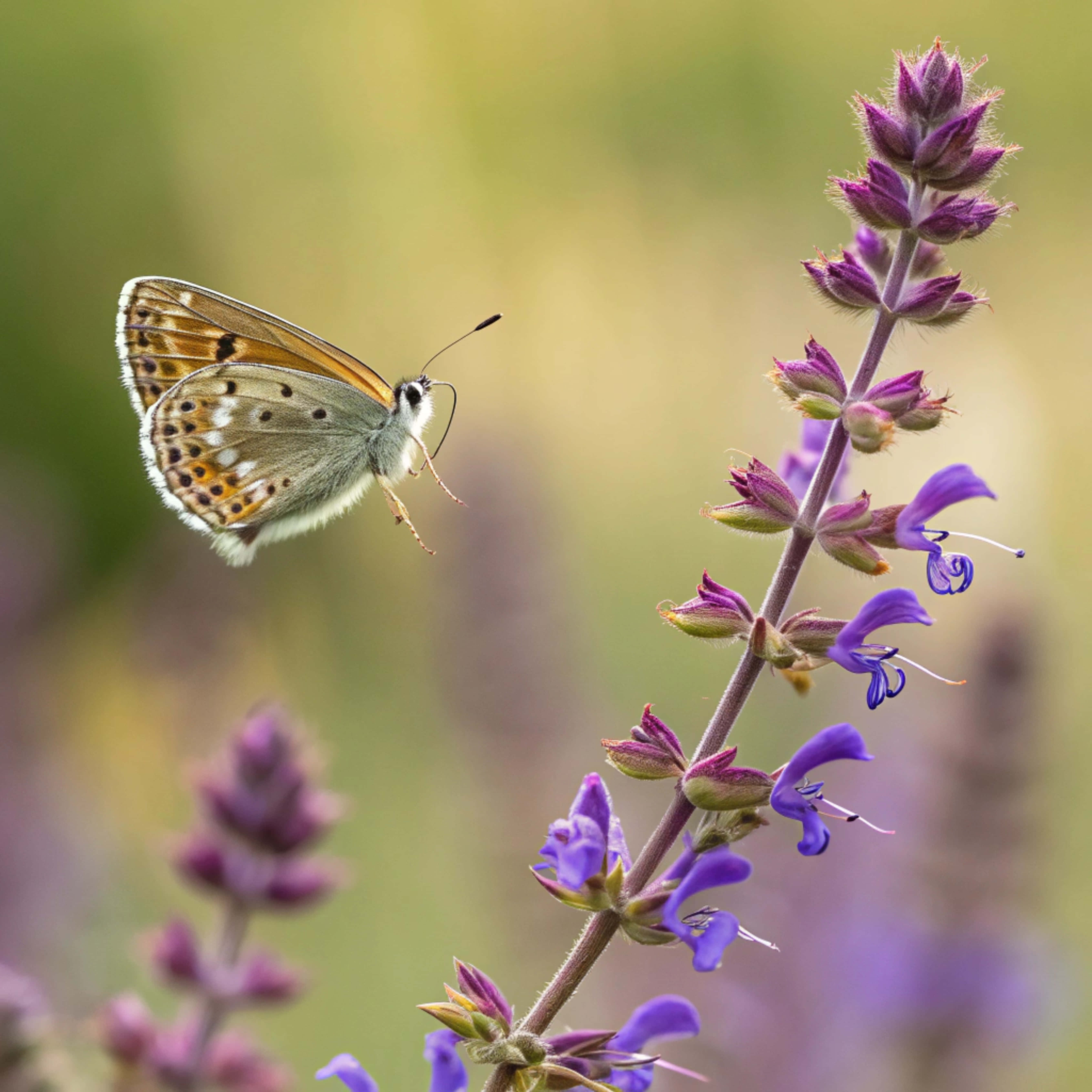Picha ya Karibu ya Kipepeo wa Brown Argus Akiruka Picha ya Ukuta