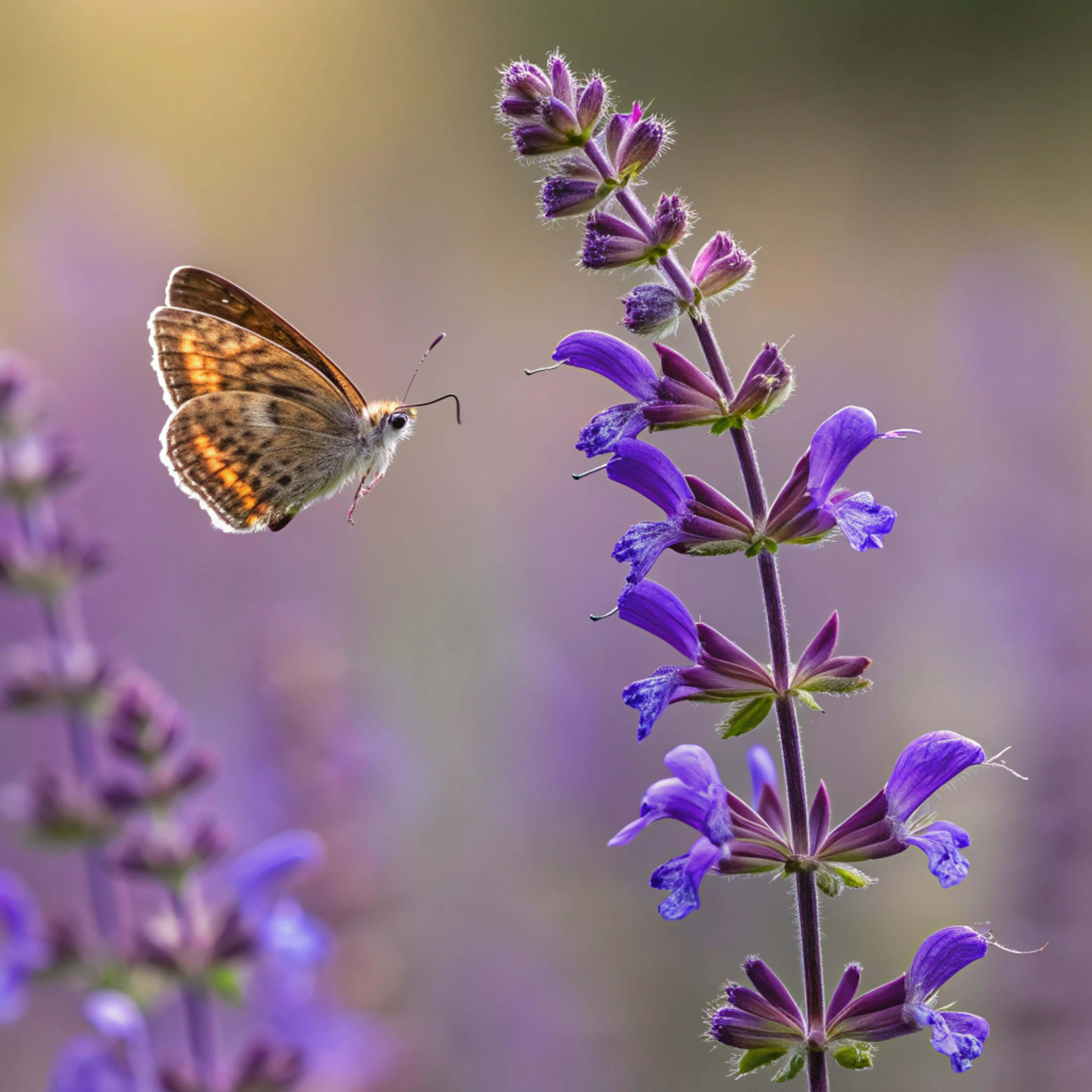 Picha ya Karibu ya Kipepeo wa Brown Argus Akiruka Picha ya Ukuta