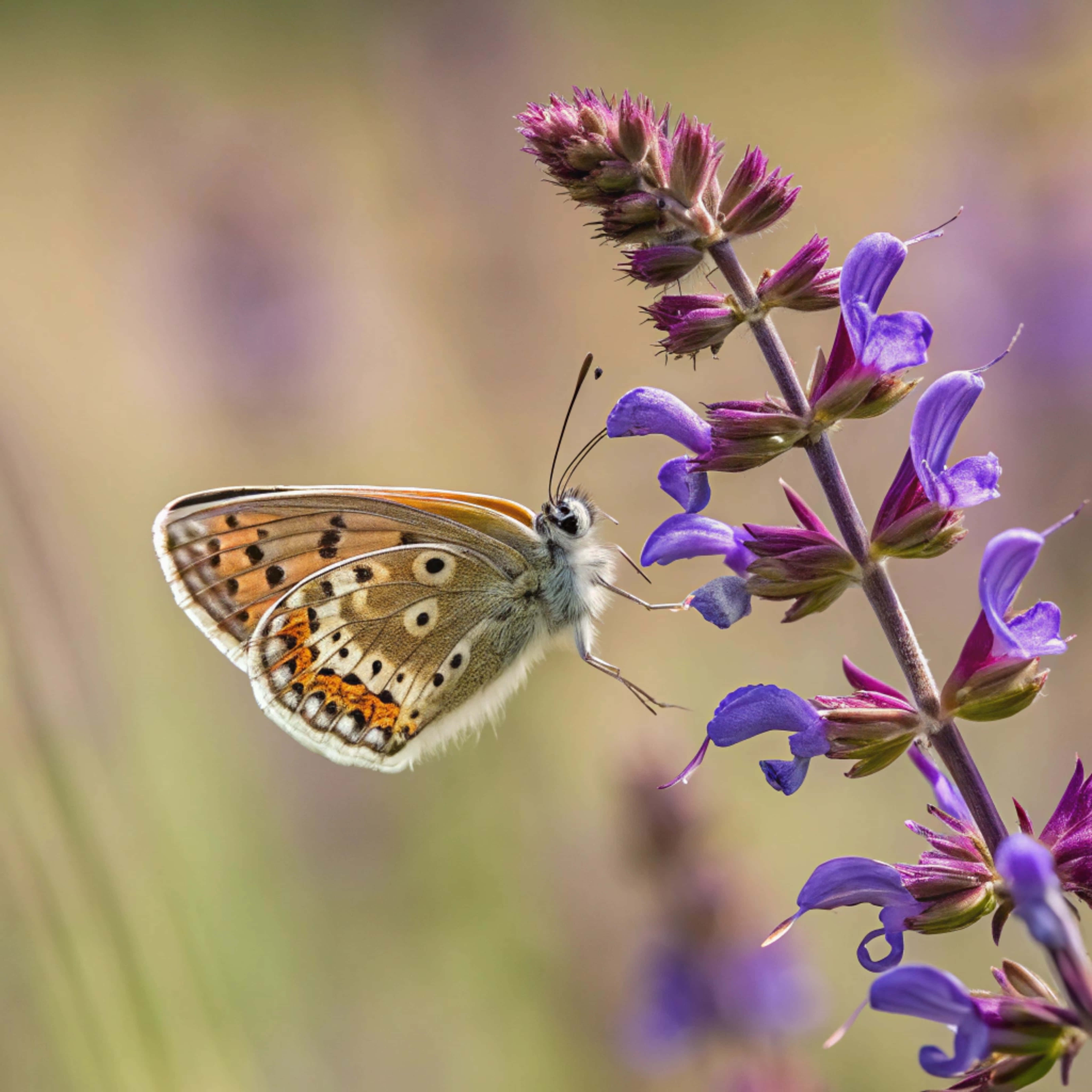 Picha ya Karibu ya Kipepeo wa Brown Argus Akiruka Picha ya Ukuta