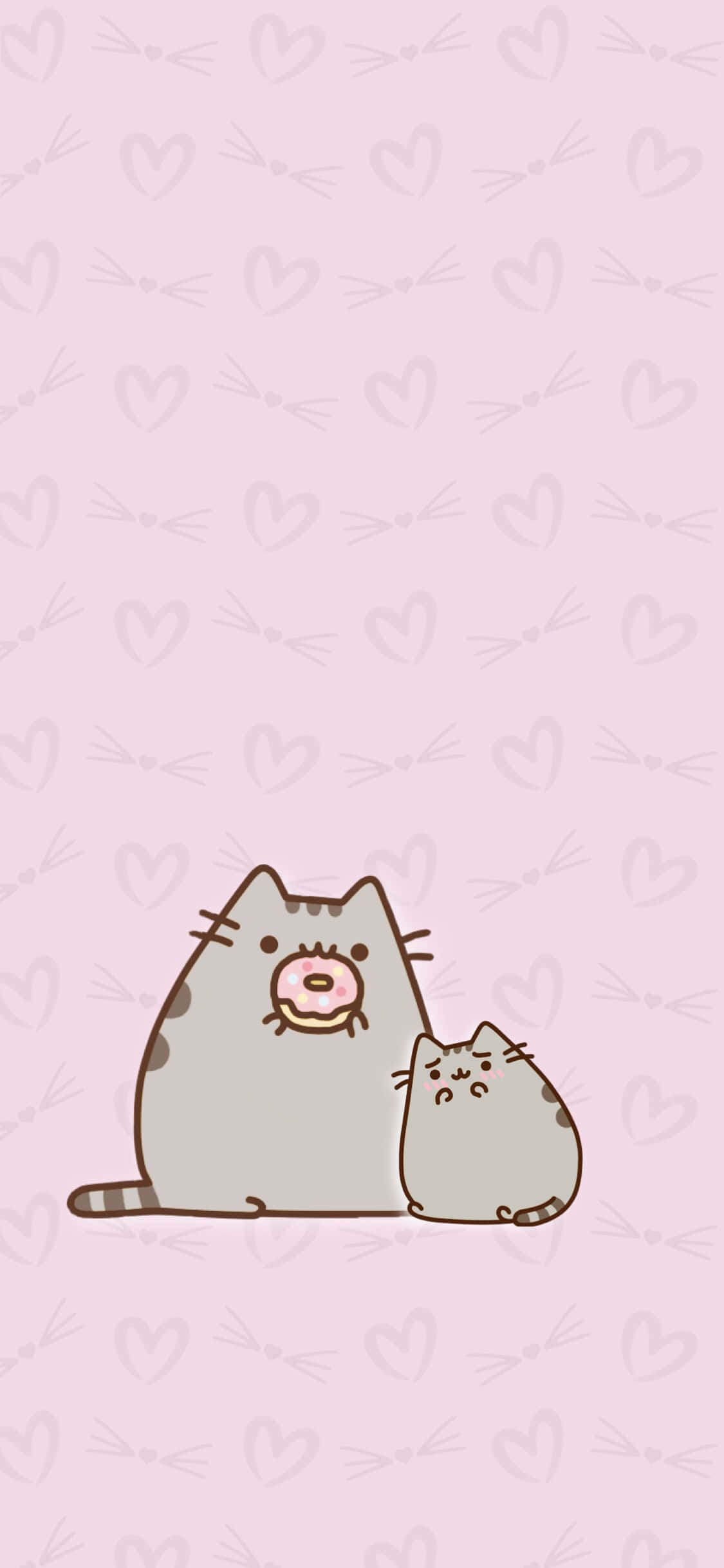 Picha ya Kawaida ya Cat ya Kawaida Inayotia Donut Picha ya Ukuta