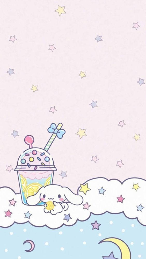 Picha ya Kawaii ya HD ya Cinnamoroll na Nyota Picha ya Ukuta