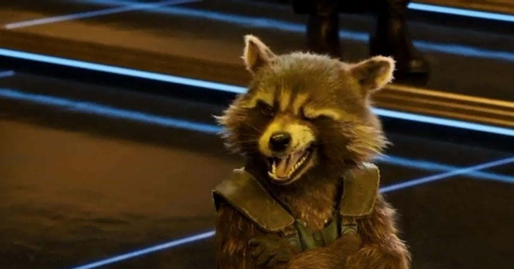 Picha ya Kichekesho ya Marvel ya Rocket Raccoon Aliyekasirika kutoka Guardians of the Galaxy Picha ya Ukuta
