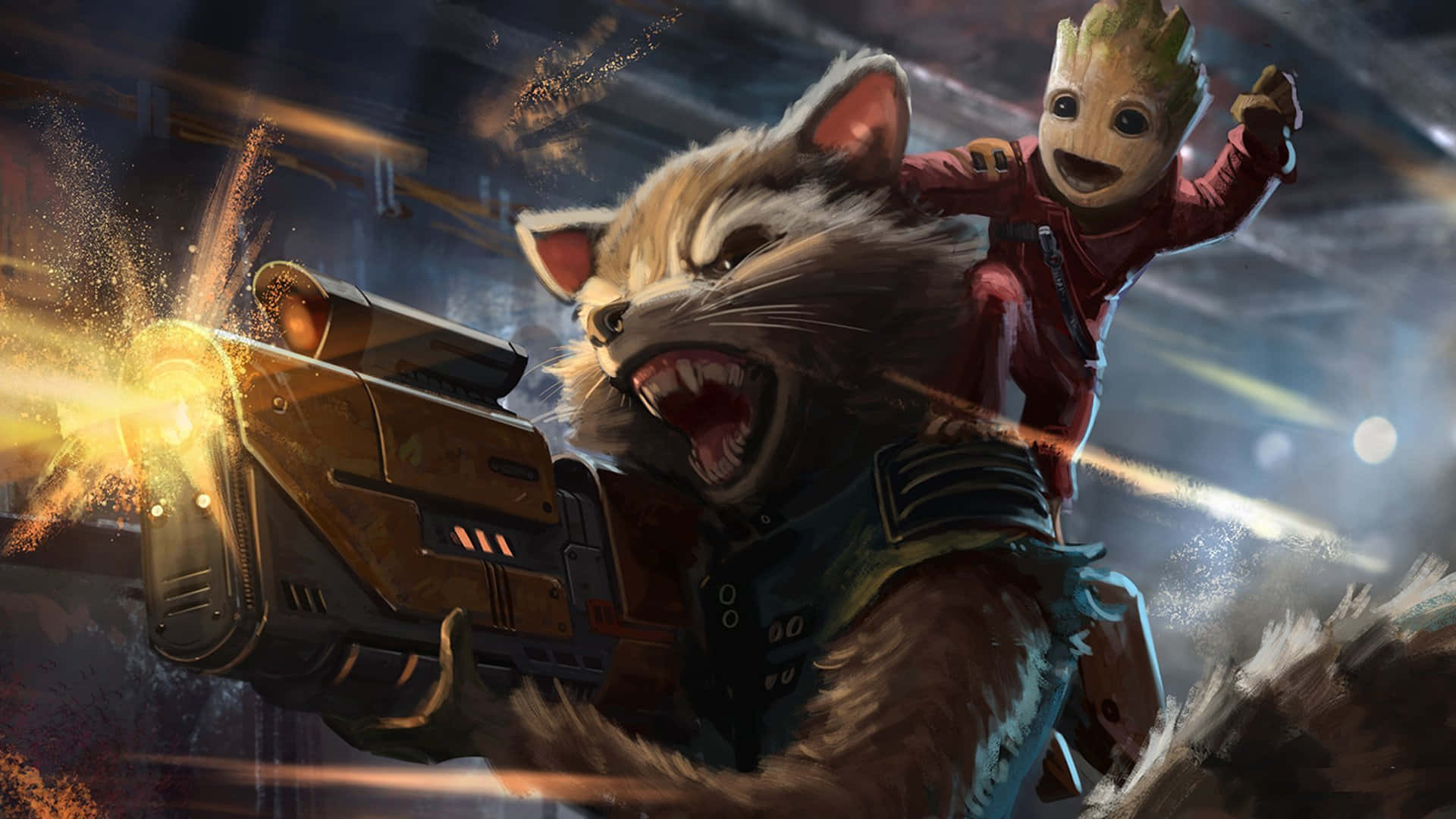 Picha ya Kichekesho ya Rocket Raccoon Walinzi wa Galaxy Picha ya Ukuta