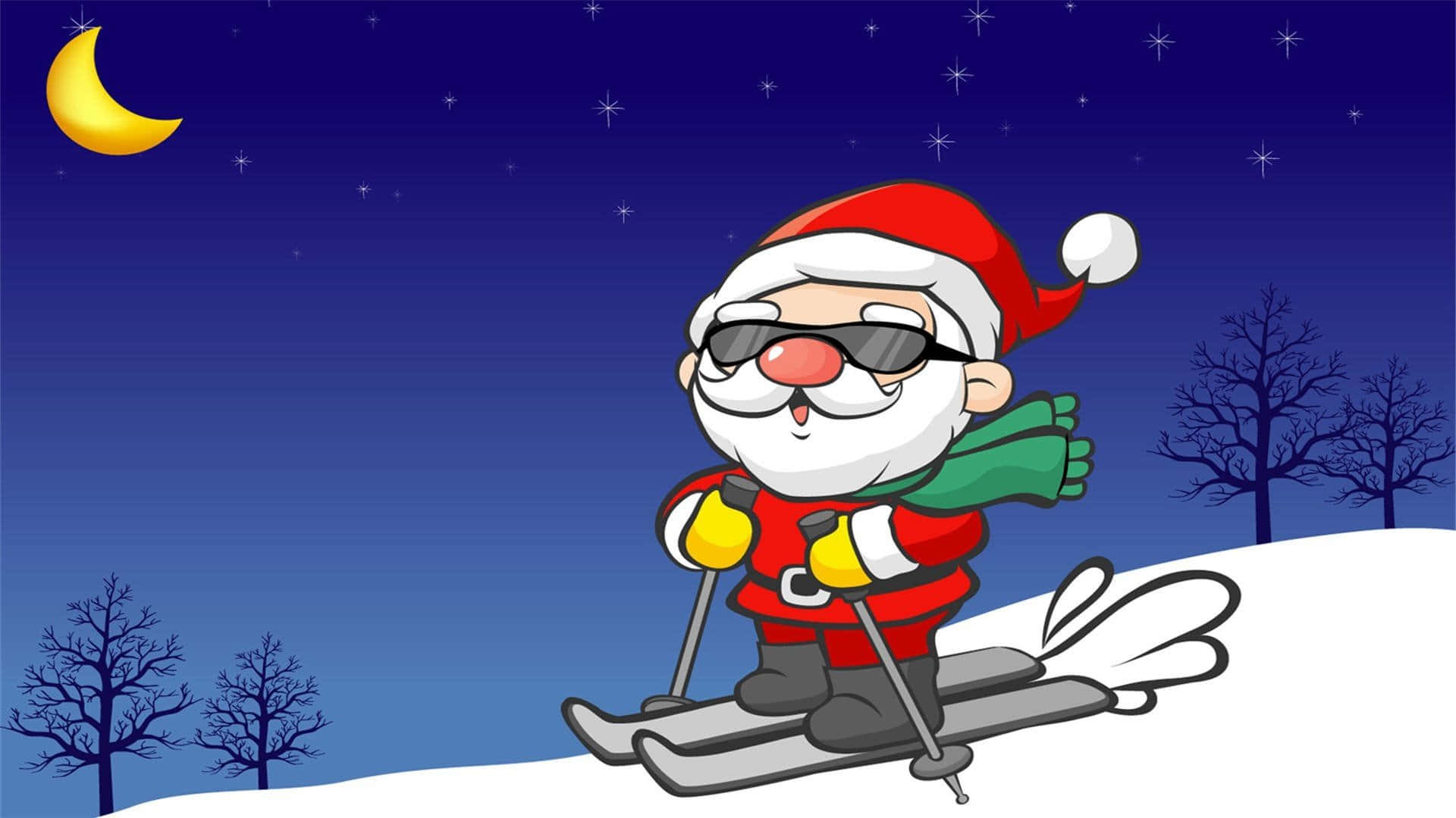 Picha ya Kichekesho ya Santa na Reindeer Wakipiga Selfie Picha ya Ukuta
