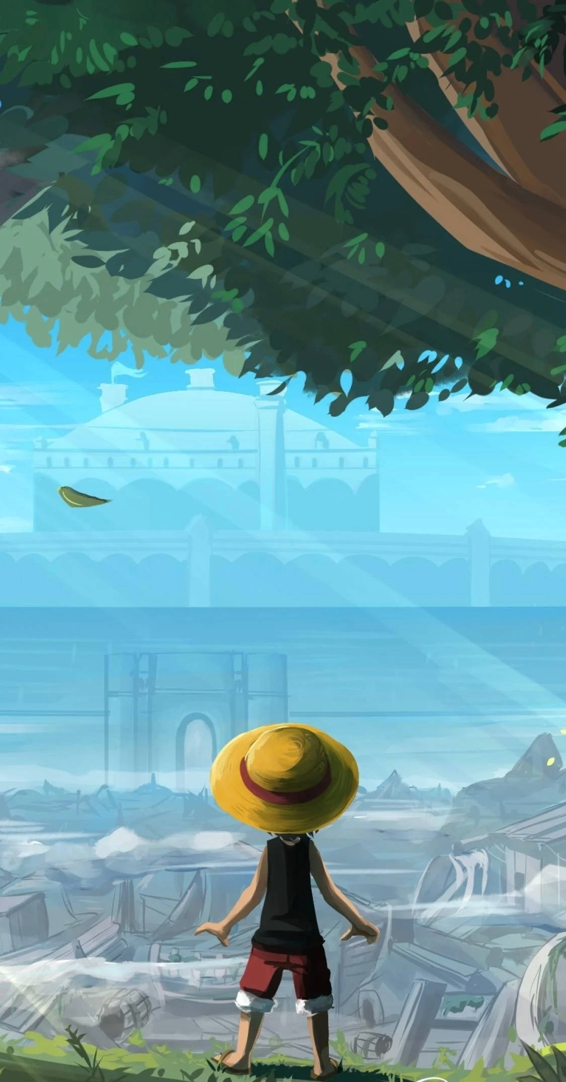 Picha ya Kidijitali ya Luffy wa One Piece kwa iPhone Picha ya Ukuta