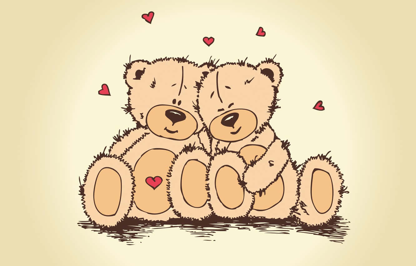 Picha ya Kidijitali ya Teddy Bears Wapenzi wa Siku ya Wapendanao Picha ya Ukuta