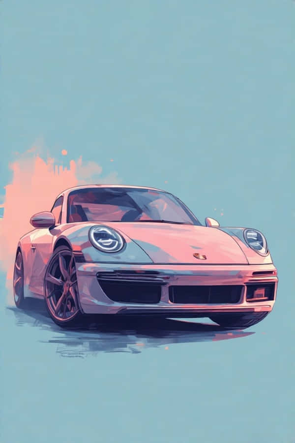 Picha ya Kifahari ya Porsche 911 iliyo Rahisi na Rangi za Pastel 4K Picha ya Ukuta