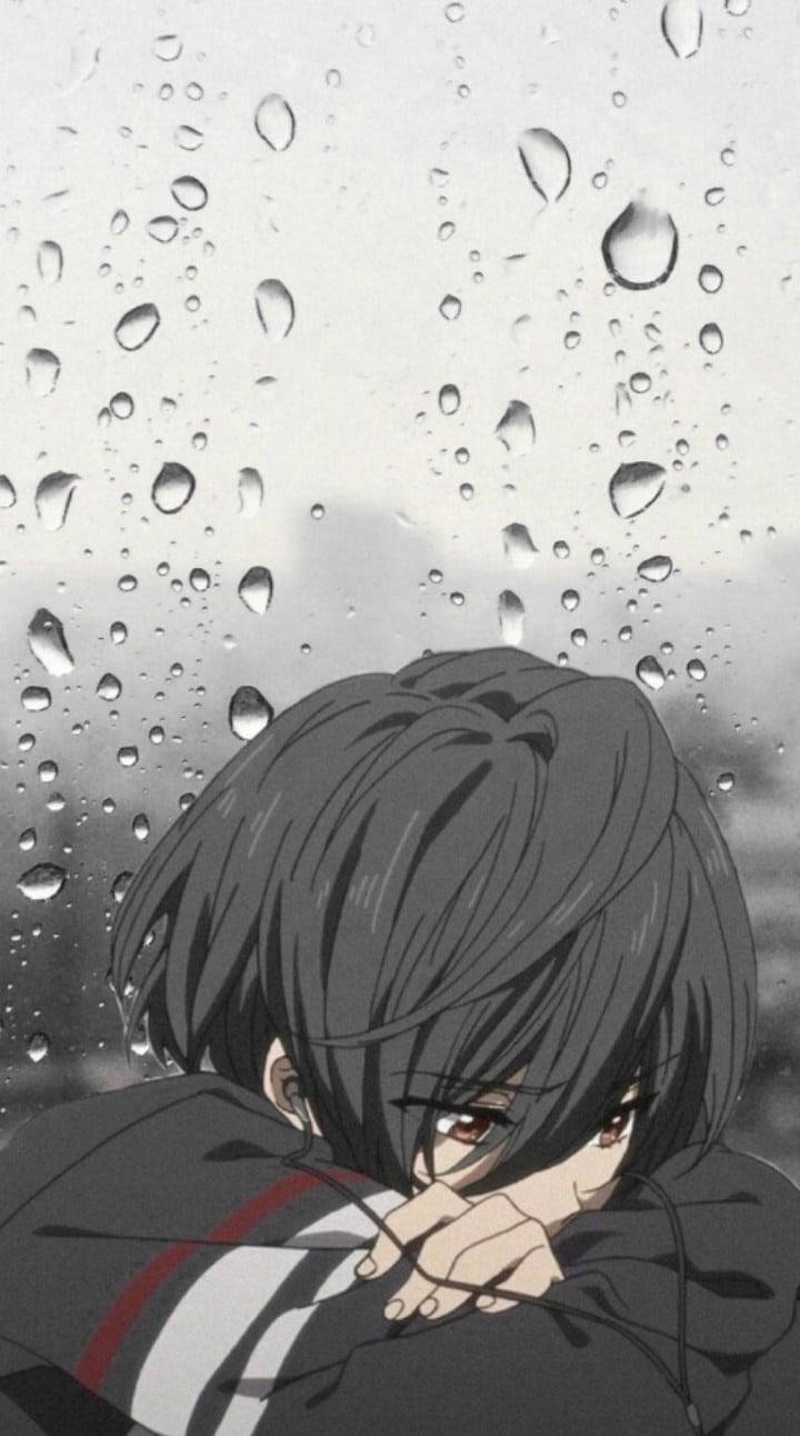 Picha ya Kijana wa Anime Mwenye Huzuni na Mioyo Mivutano Picha ya Ukuta