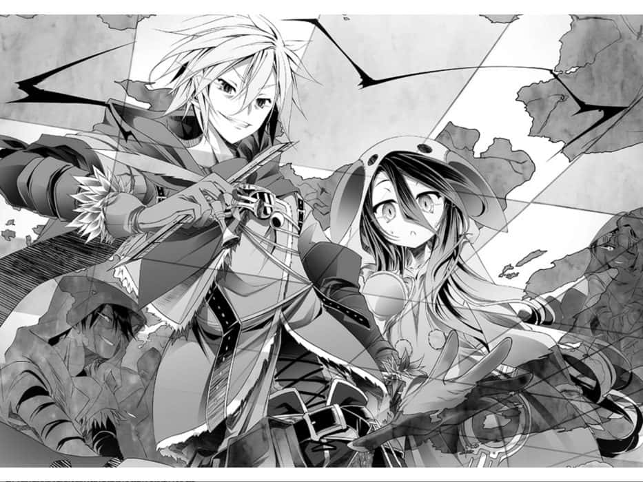 Picha ya Kijivu ya No Game No Life Sora Shiro Picha ya Ukuta