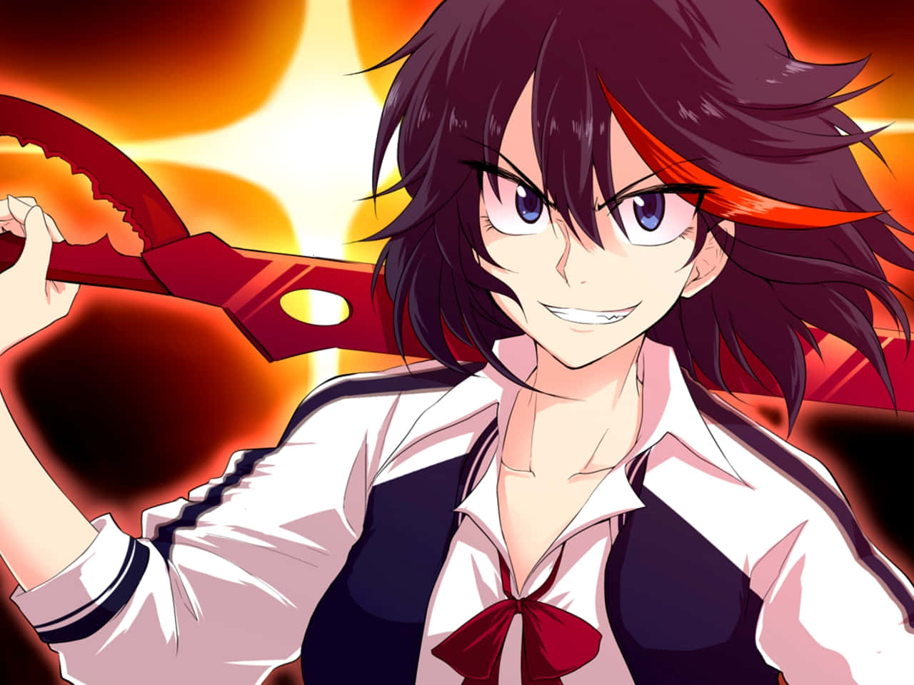 Picha ya Kill La Kill Ryuko Akiwa na Wembe wa Mkasi Picha ya Ukuta