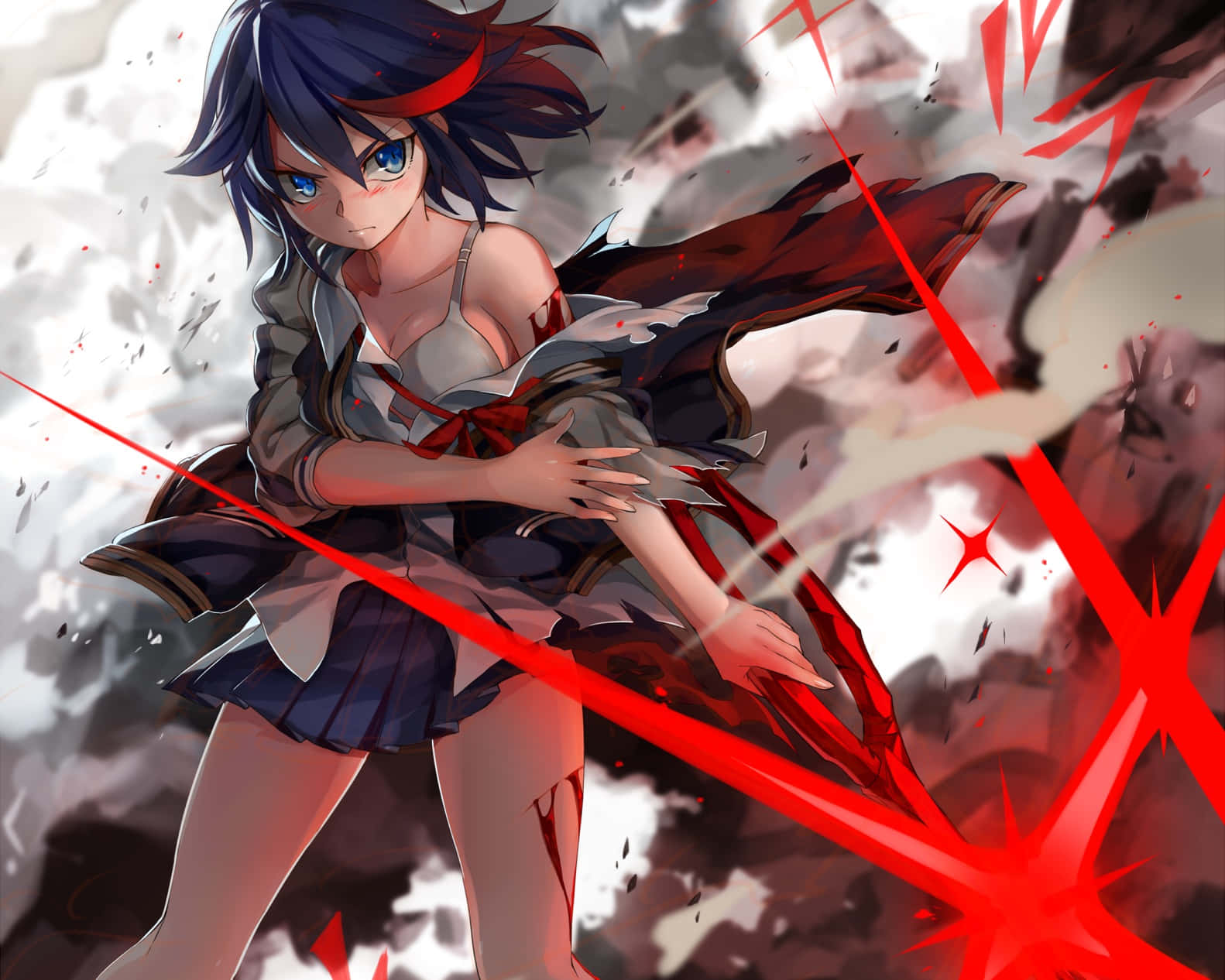 Picha ya Kill La Kill Ryuko na Upanga Mwekundu Unaong'aa Picha ya Ukuta