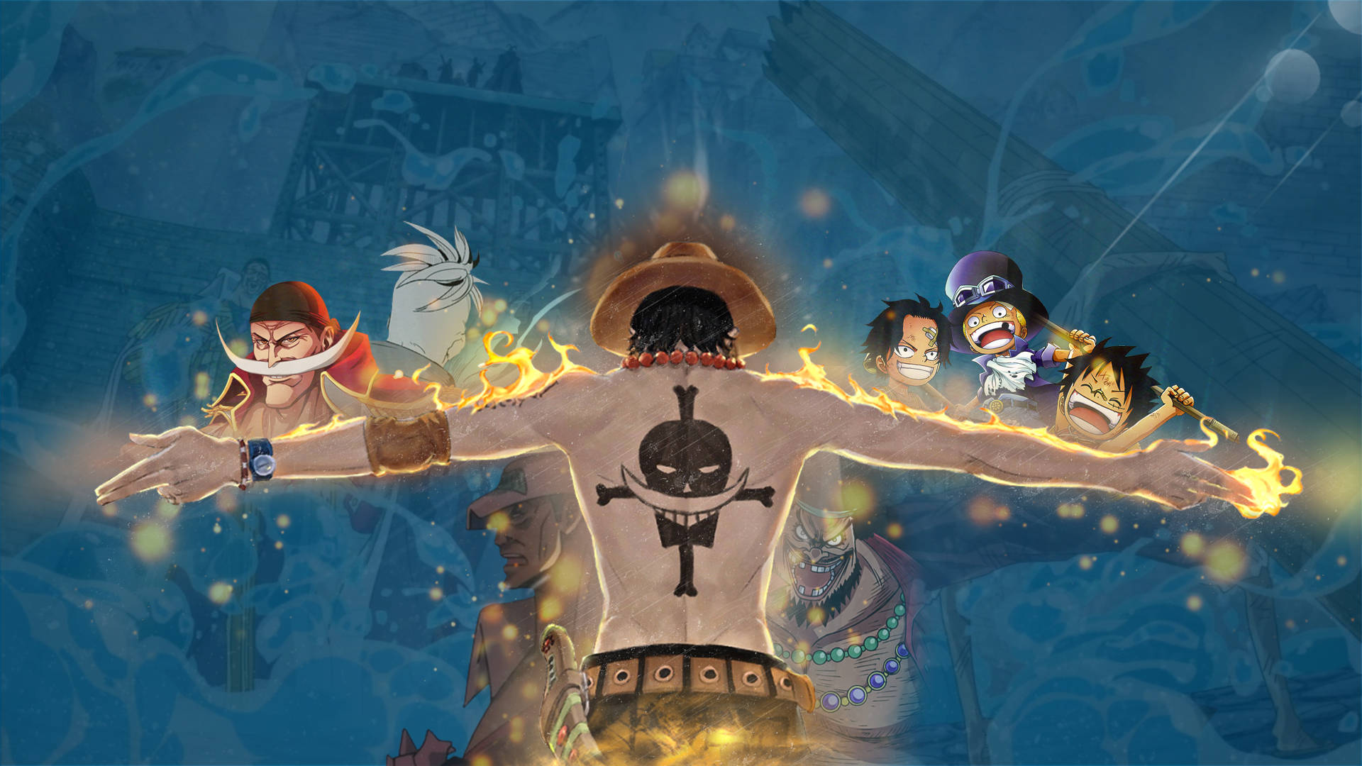 Picha ya Kipofu ya One Piece Portgas D. Ace Picha ya Ukuta