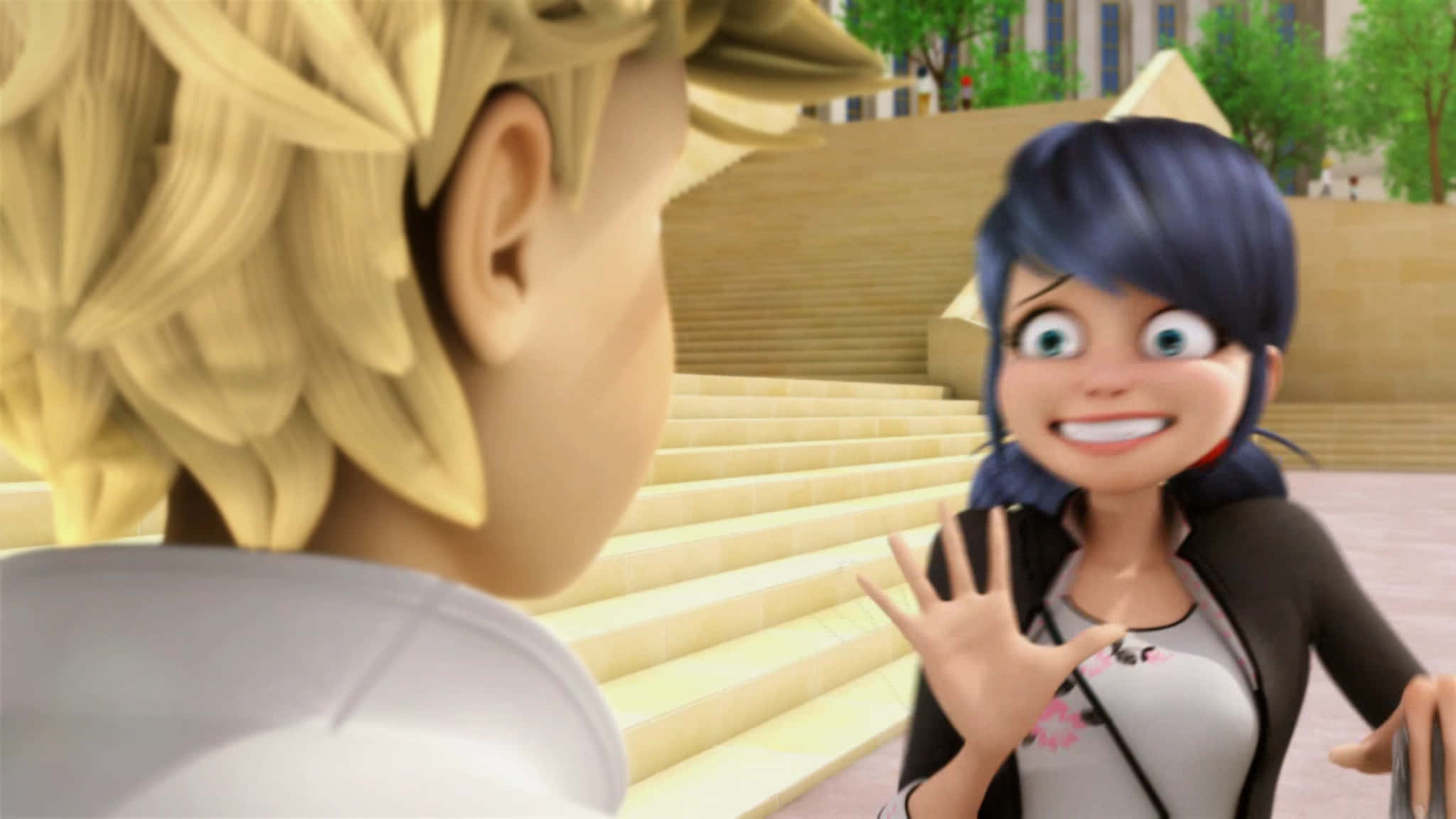 Picha ya Kuchekesha ya Miraculous Ladybug Uso wa Hofu Cat Noir Picha ya Ukuta