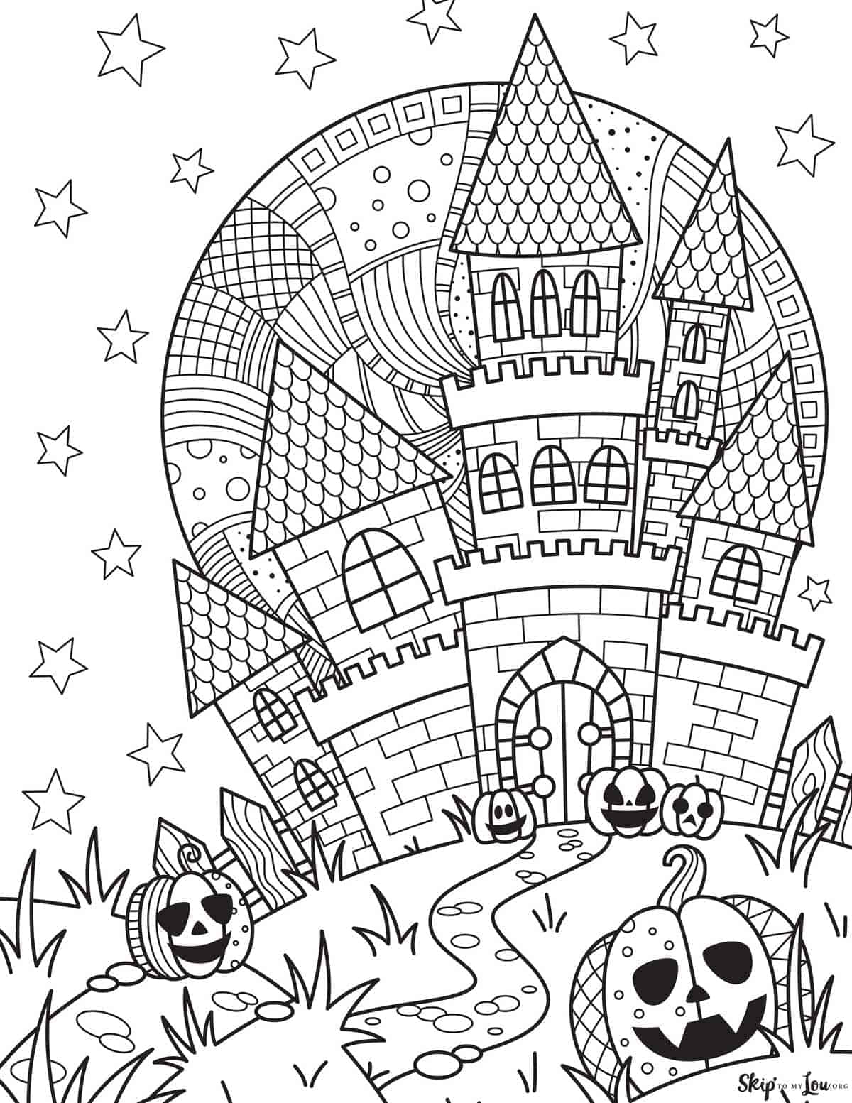 Picha ya Kupaka Rangi ya Kasri la Kutisha la Halloween Picha ya Ukuta
